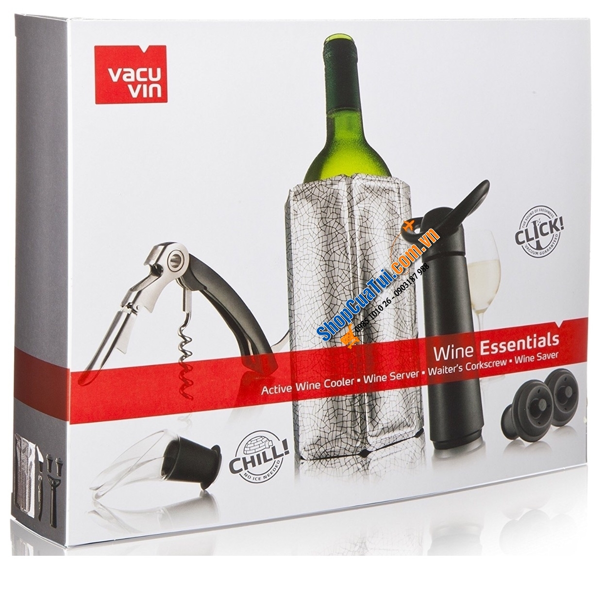 Set đồ Vacuvin Wine Esential mở và bảo quản những chai rượu vang! 