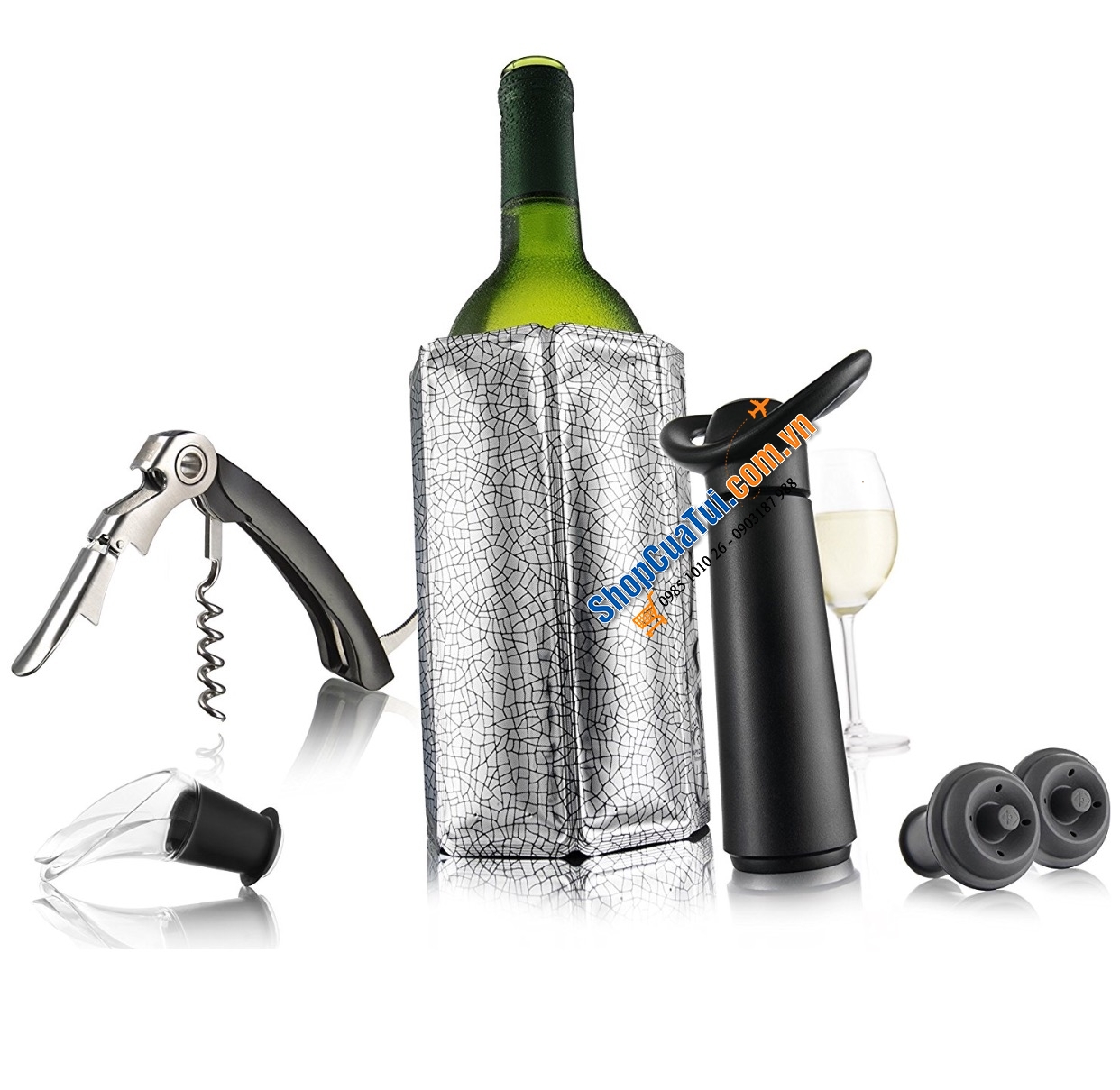 Set đồ Vacuvin Wine Esential mở và bảo quản những chai rượu vang! 