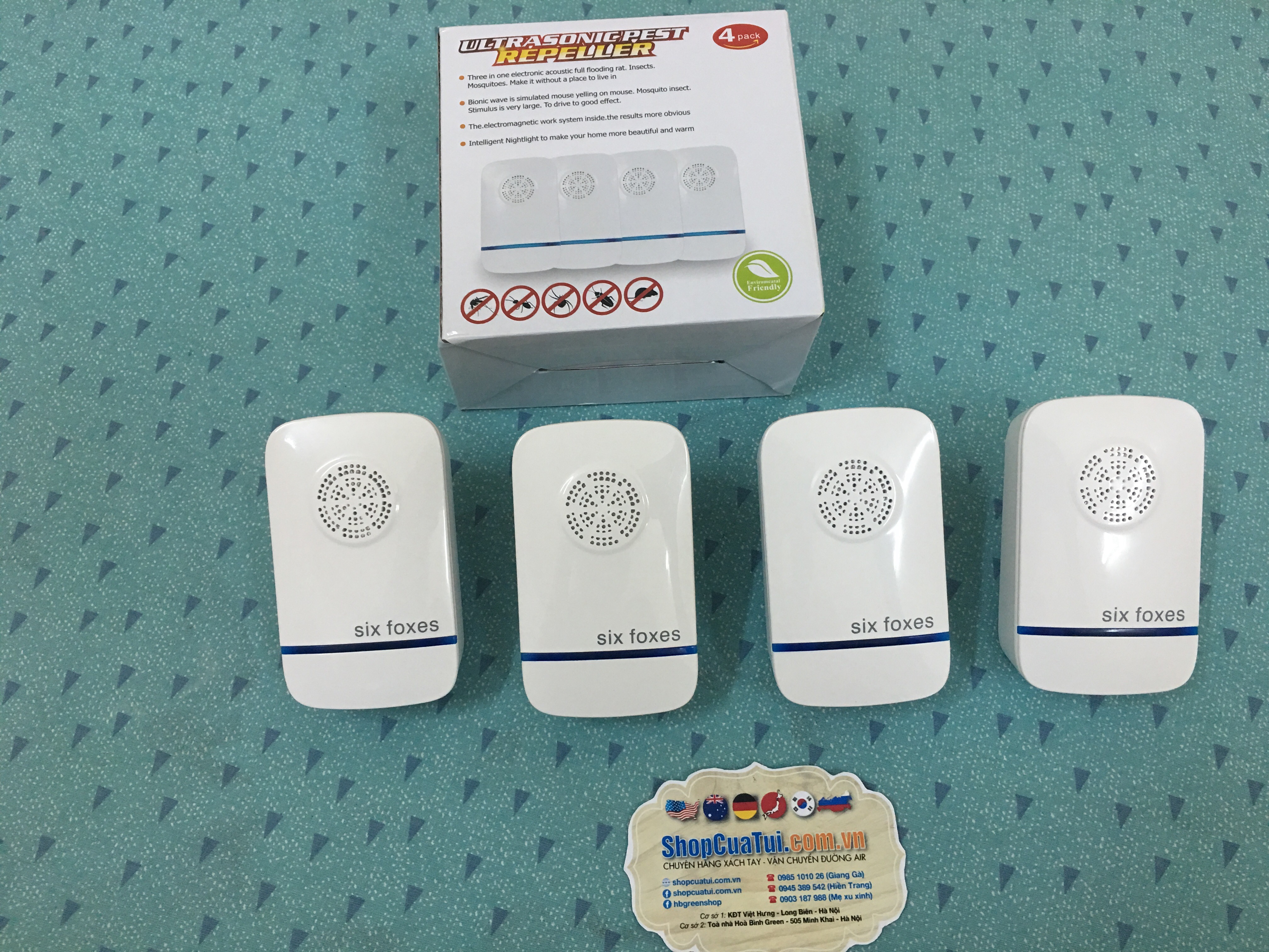 Máy đuổi muỗi cắm điện SIX FOXES, đuổi côn trùng, chuột, gián bằng sóng siêu âm