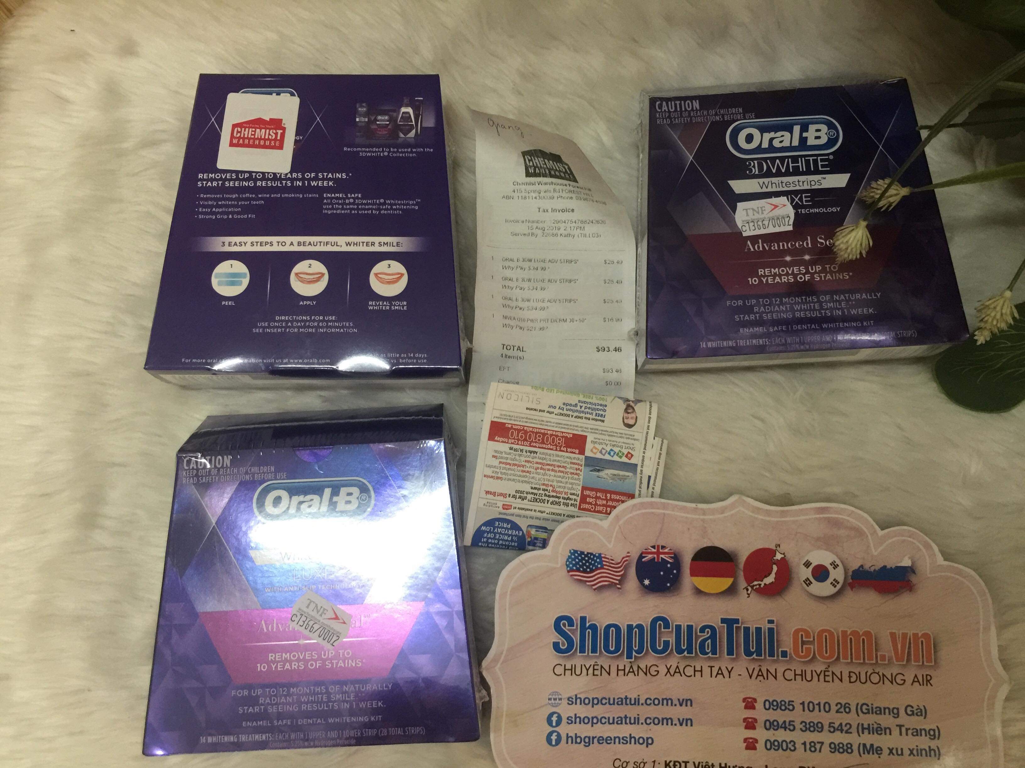 MIẾNG DÁN TẨY TRẮNG RĂNG ORAL B 3D (14 GÓI) – ORAL B 3D WHITE WHITESTRIPS