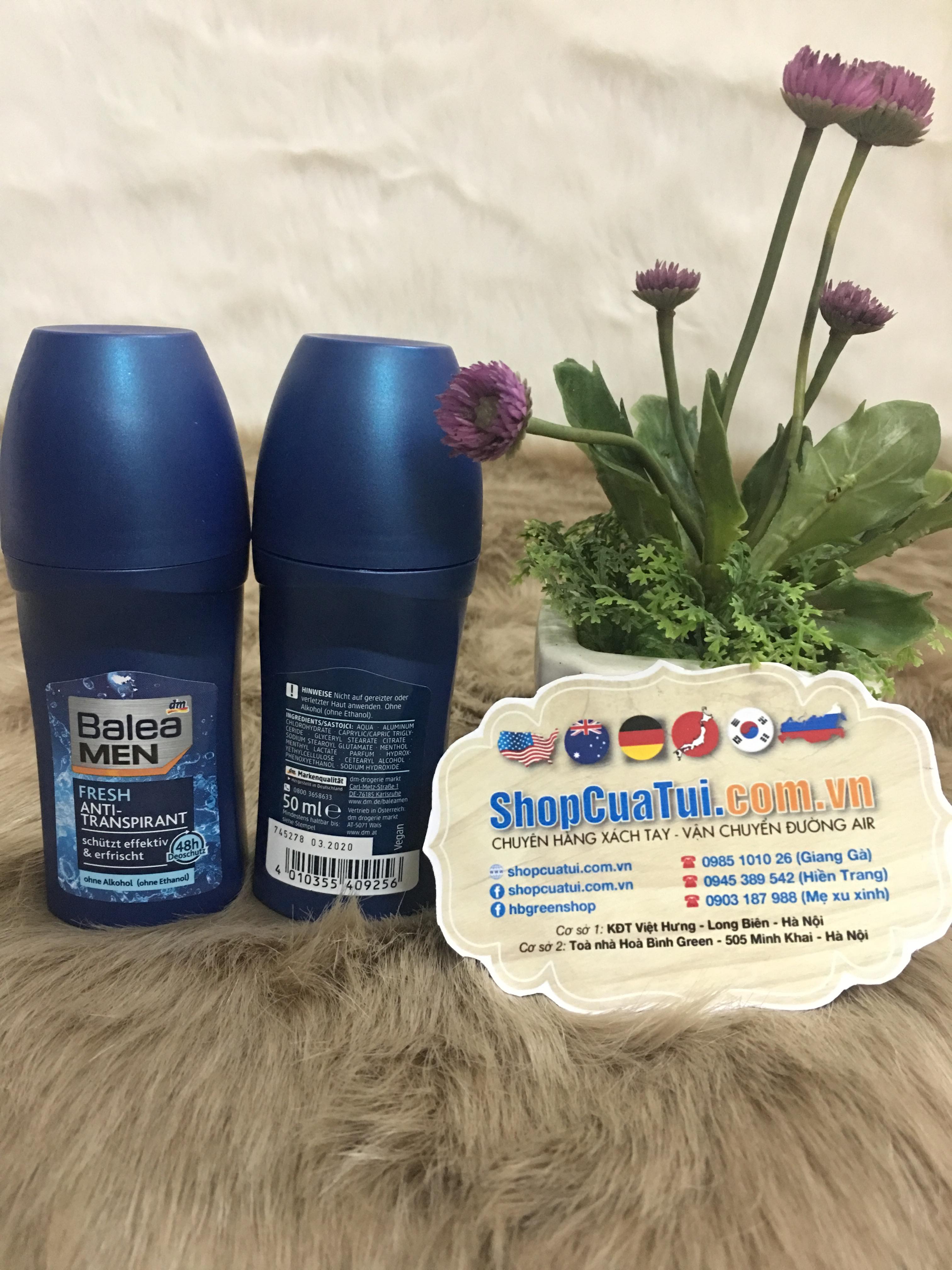 Lăn khử mùi Balea men 50ml Dành cho nam giới, không gây vàng áo, hàng Đức xách tay, cam kết hàng thật xịn 100%, giúp ngăn mùi hiệu quả, giảm tình trạng tiết mồ hôi, hương thơm mạnh mẽ, nam tính