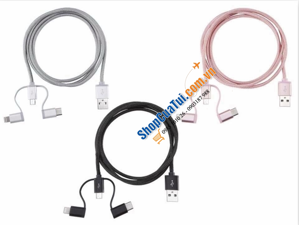 Cáp sạc Iphone, Ipad, Ipod Silvercrest đời mới với 3 chân sạc