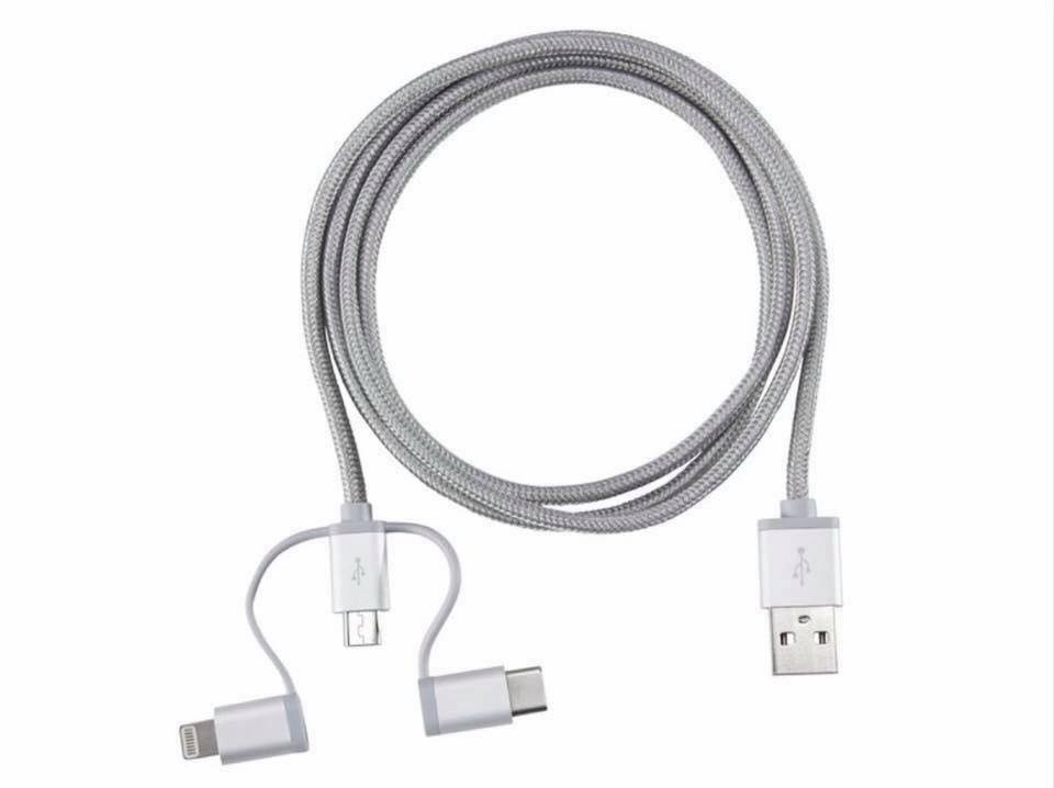 Cáp sạc Iphone, Ipad, Ipod Silvercrest đời mới với 3 chân sạc