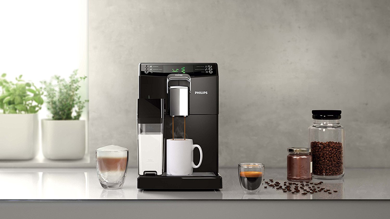 Máy pha cà phê espresso 1.8L Màu đen -Philips HD8847/01 4000 series, 1850w - Đứng Tự động hoàn toàn 