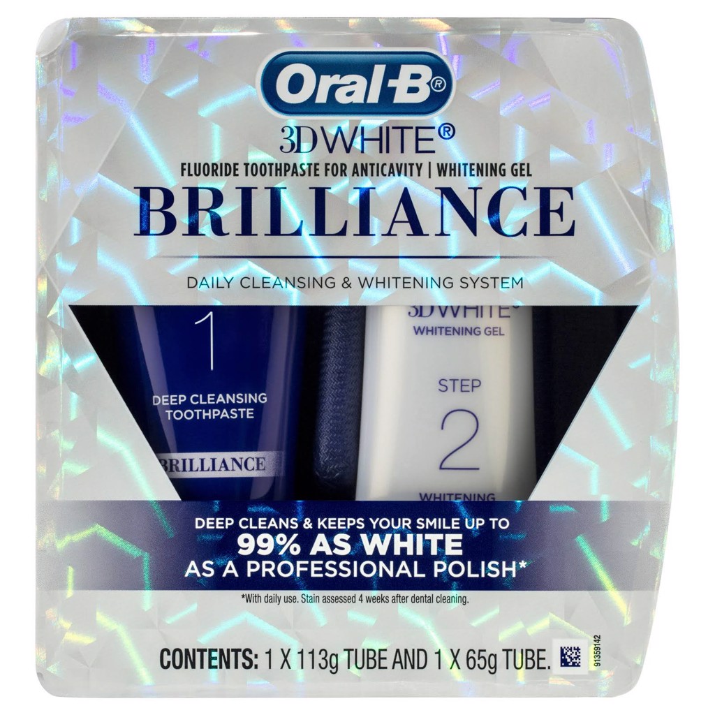SET LÀM TRẮNG RĂNG CHUYÊN NGHIỆP ORAL B 3D WHITE 2 STEP BRILLIANCE KIT
