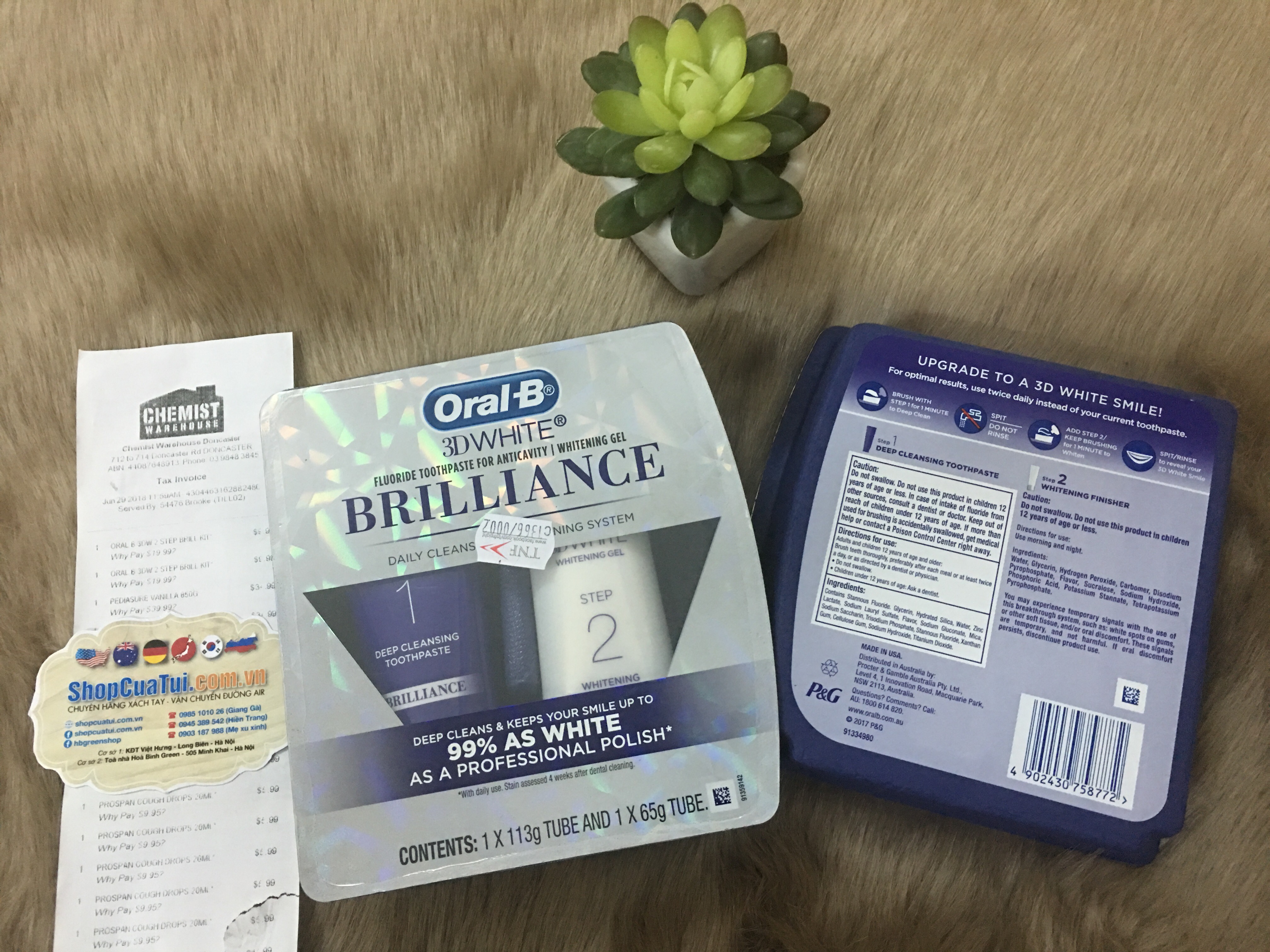 SET LÀM TRẮNG RĂNG CHUYÊN NGHIỆP ORAL B 3D WHITE 2 STEP BRILLIANCE KIT