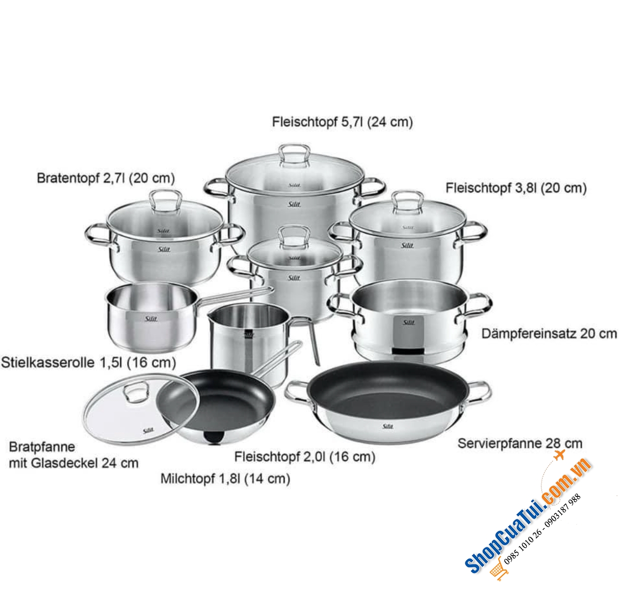 BỘ NỒI SILIT TOSKANA 10 MÓN