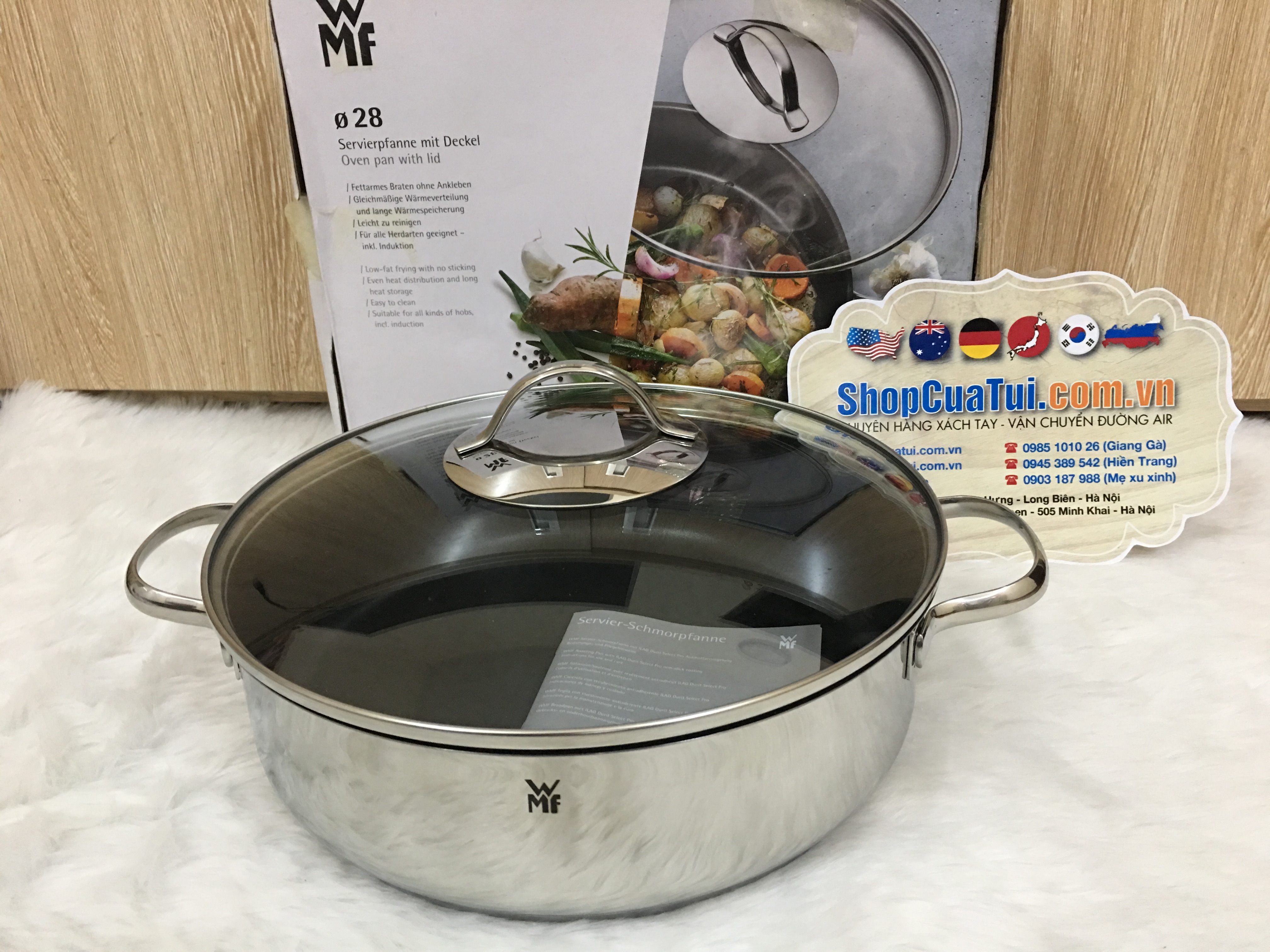 NỒI CHẢO WMF phi 28cm chiên, xào, om, nấu, nồi lẩu đều vô cùng tiện dụng