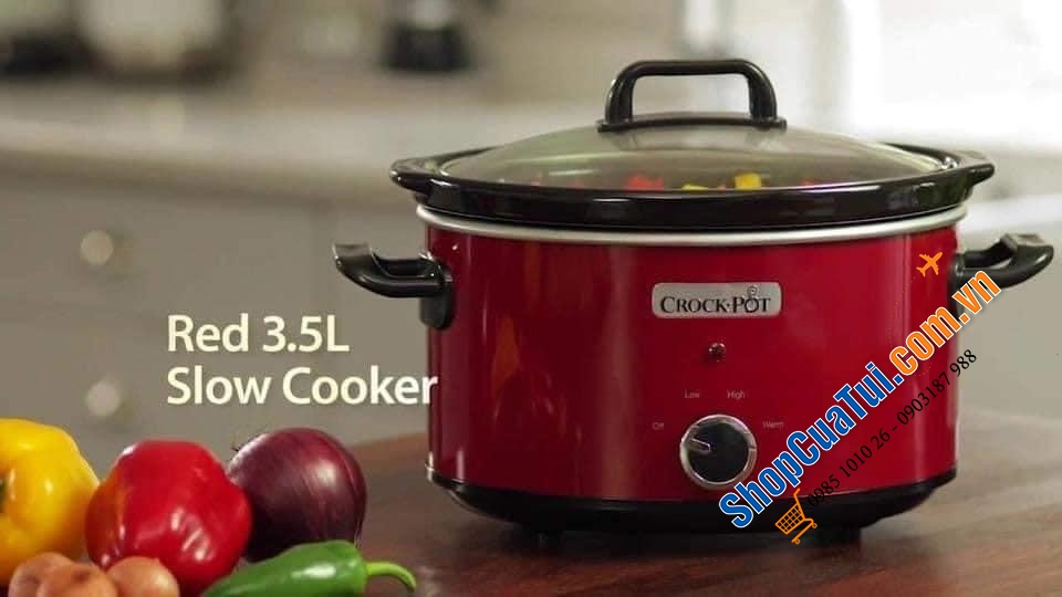 NỒI NẤU CHẬM CROCK POT 3,5 lít, hai cài đặt nhiệt và chức năng giữ ấm, phù hợp dành cho gia đình nhỏ 2-4 người