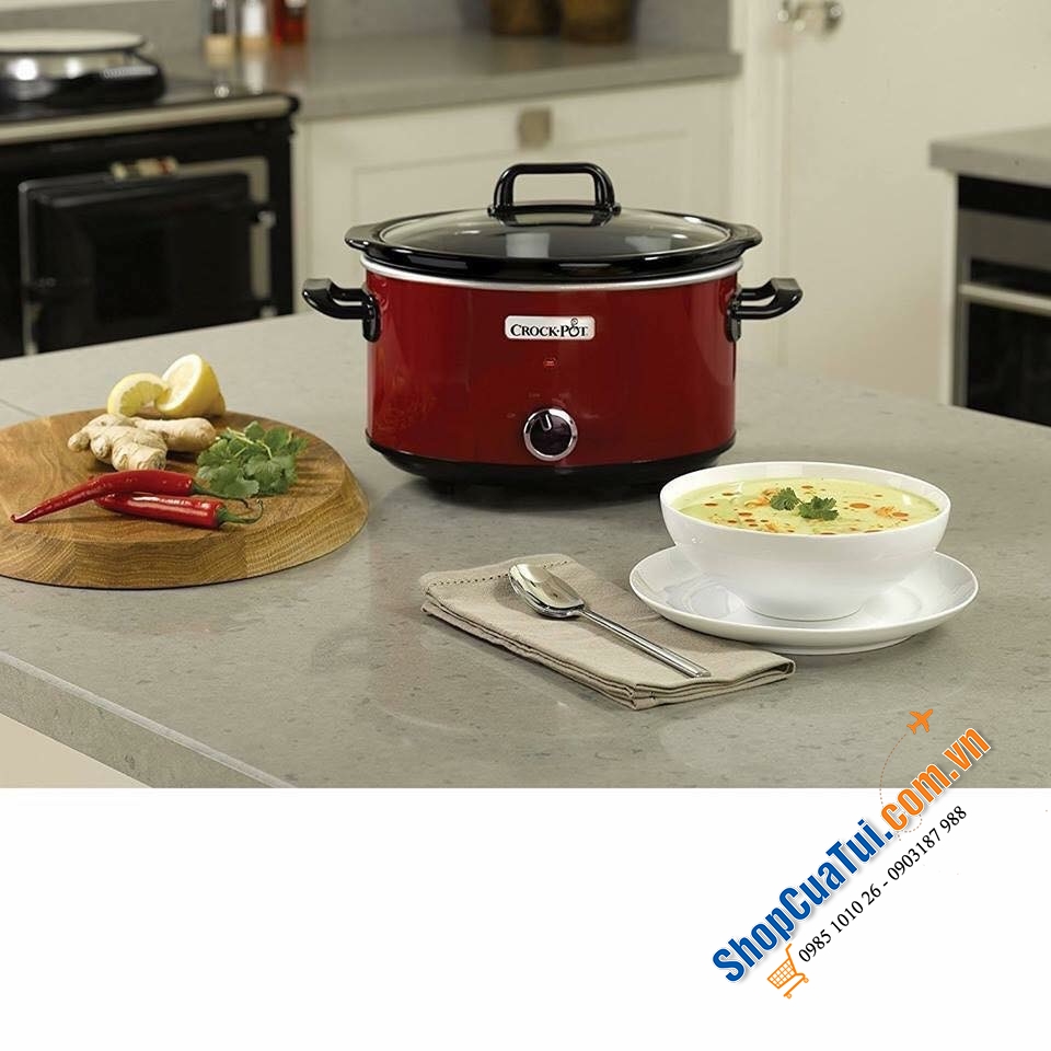 NỒI NẤU CHẬM CROCK POT 3,5 lít, hai cài đặt nhiệt và chức năng giữ ấm, phù hợp dành cho gia đình nhỏ 2-4 người