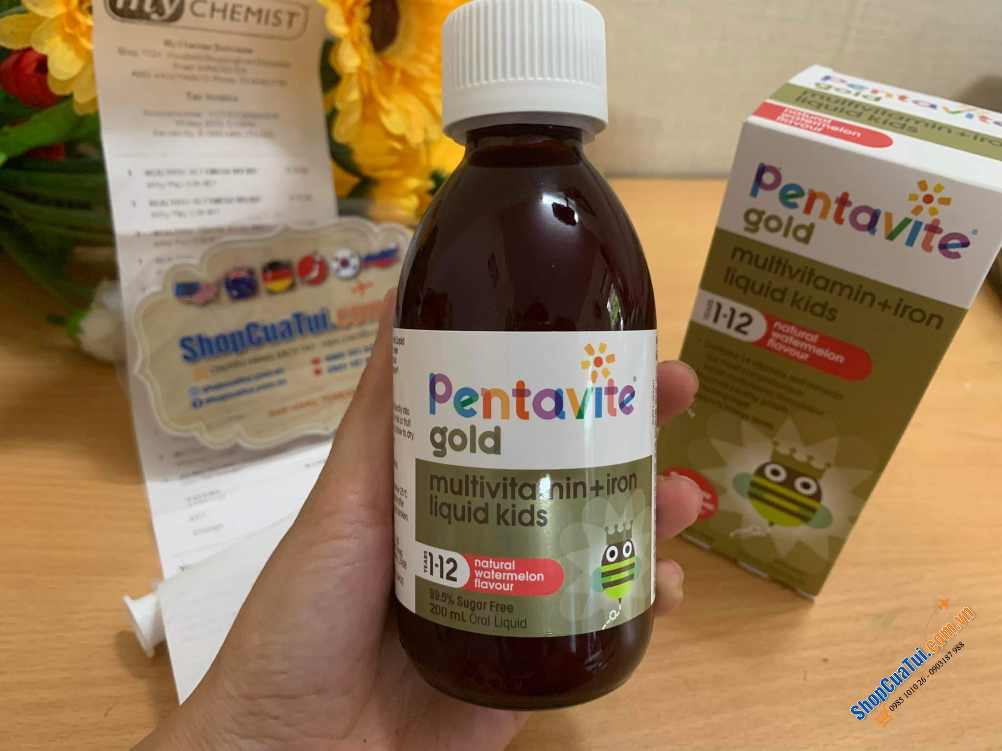 Vitamin tổng hợp Penta-Vite Oral Liquid Multivitamins with Iron 200mL cho bé từ 1 đến 12 tuổi - dạng siro, vị trái cây tạo sự thích thú cho trẻ, giúp trẻ bổ sung Vitamin A,B,C,D và sắt dễ dàng hơn