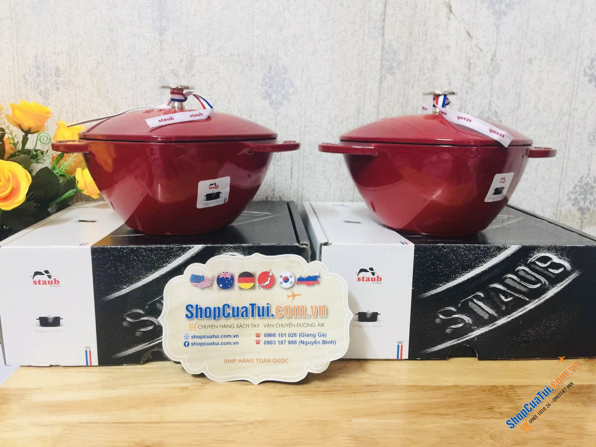Nồi gang đúc trái tim nguyên khối Staub 20cm - made in France - MÀU ĐỎ