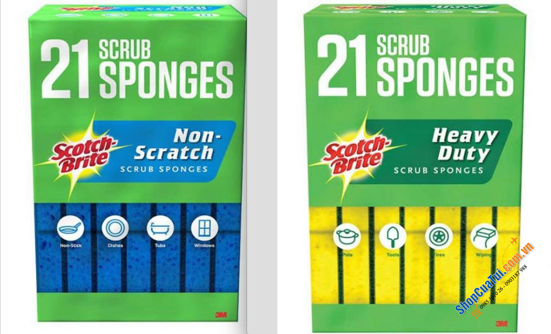 Miếng Bọt Rửa bát SCOTCH BRITE Kháng khuẩn túi 21 miếng