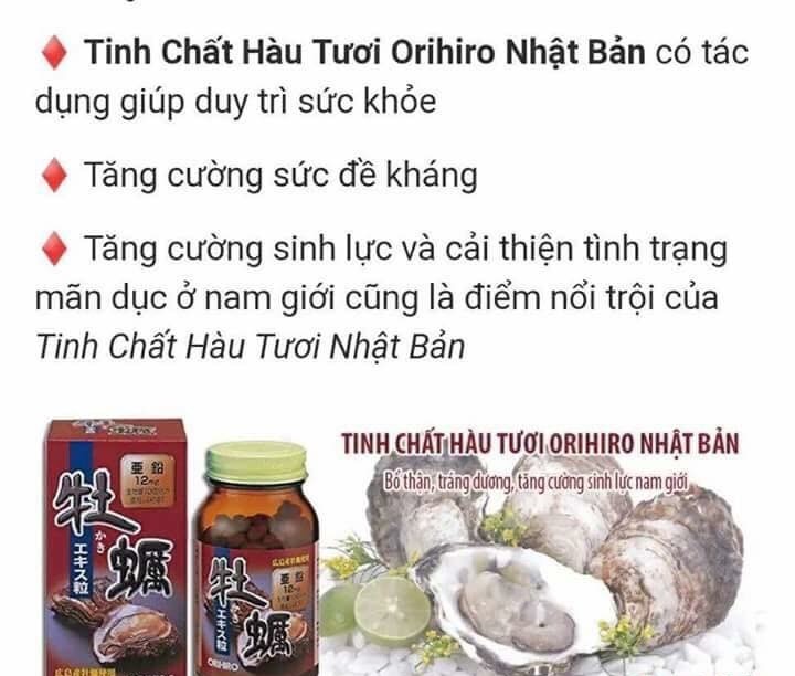 Viên tinh chất hàu tươi Orihiro Nhật bản 120 viên