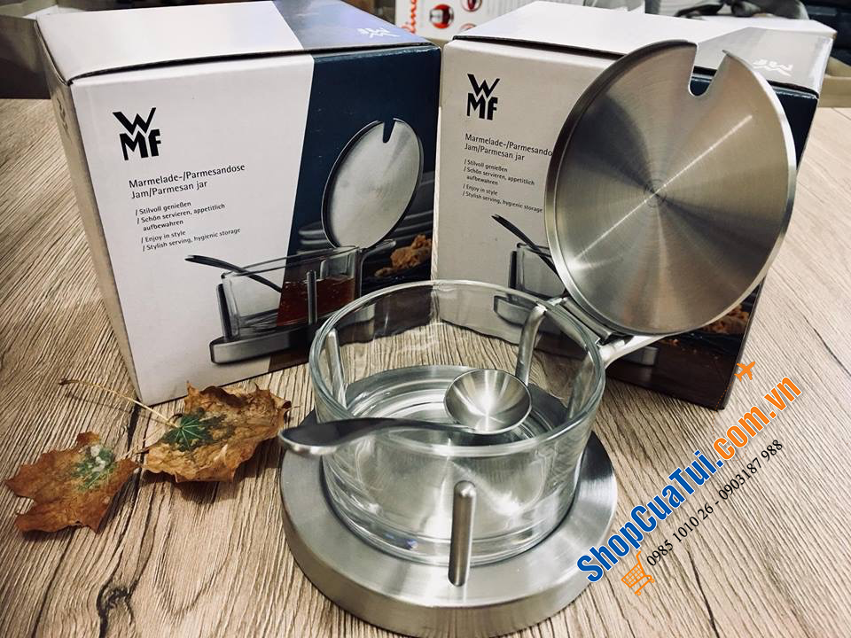 HŨ ĐỰNG GIA VỊ, DẤM ỚT, MỨT, MẬT ONG, ĐƯỜNG WMF CÓ THÌA