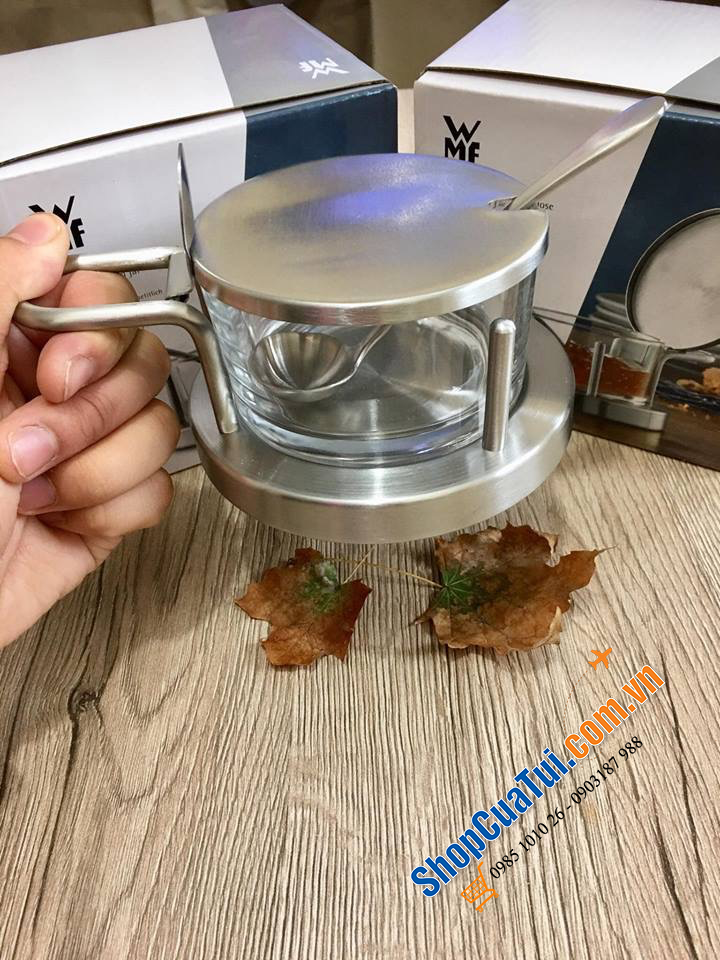 HŨ ĐỰNG GIA VỊ, DẤM ỚT, MỨT, MẬT ONG, ĐƯỜNG WMF CÓ THÌA