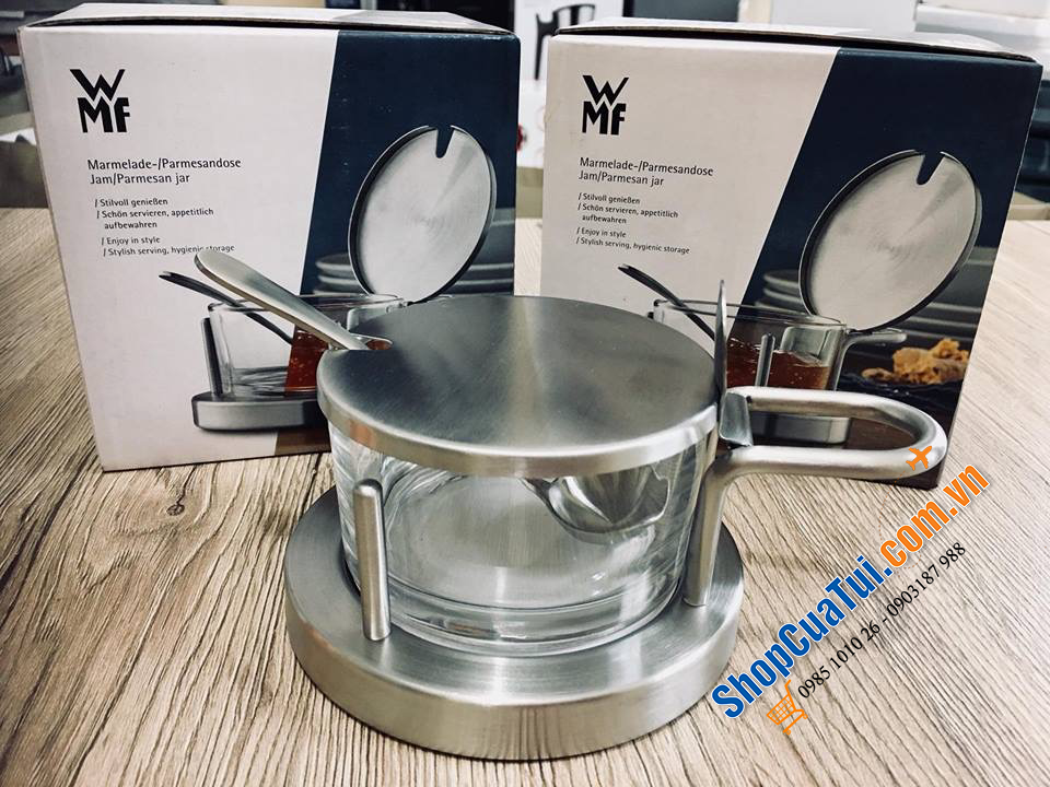 HŨ ĐỰNG GIA VỊ, DẤM ỚT, MỨT, MẬT ONG, ĐƯỜNG WMF CÓ THÌA