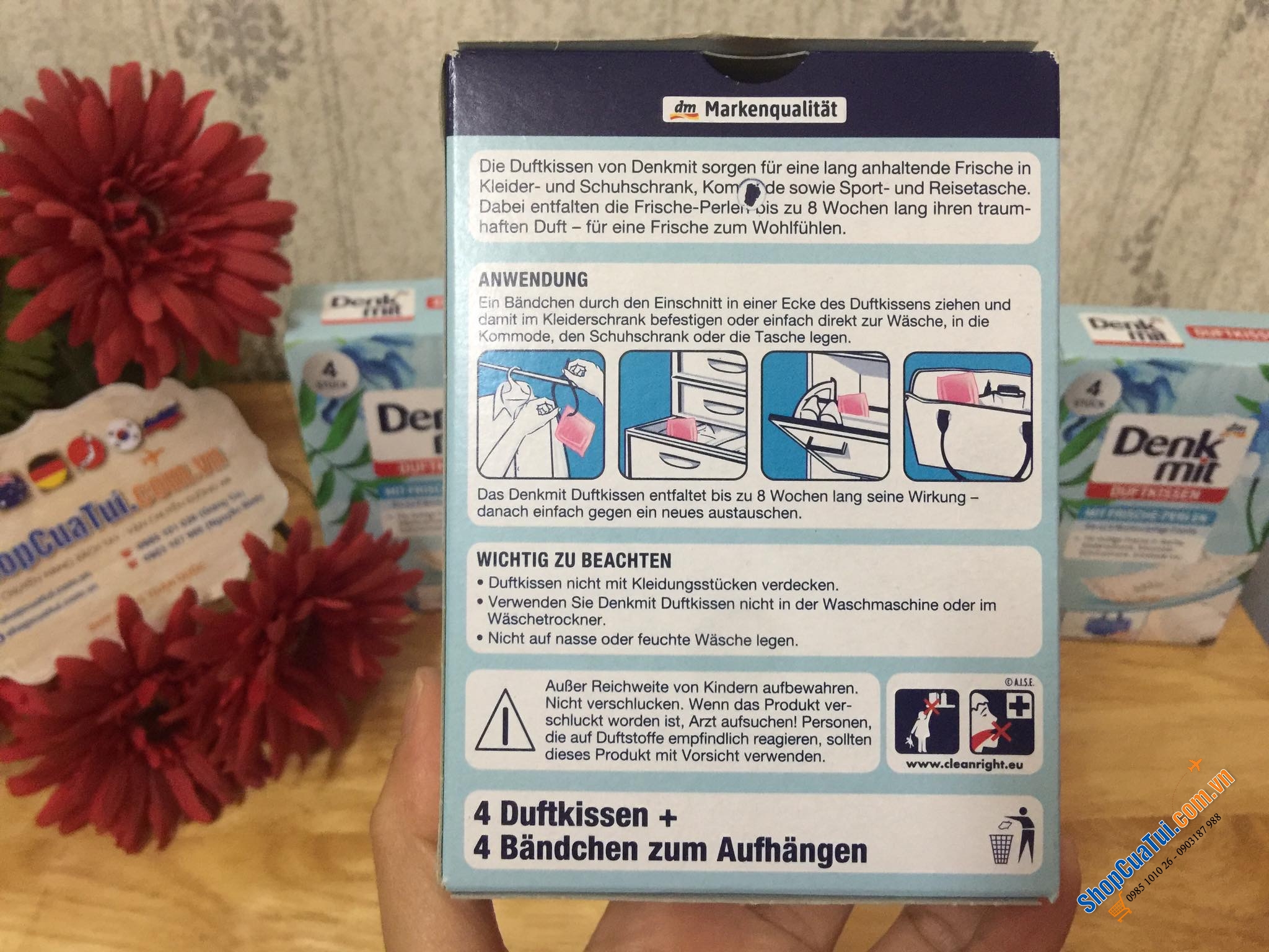 Túi Thơm Tủ Quần Áo Denkmit Đức, hộp gồm 4 Túi