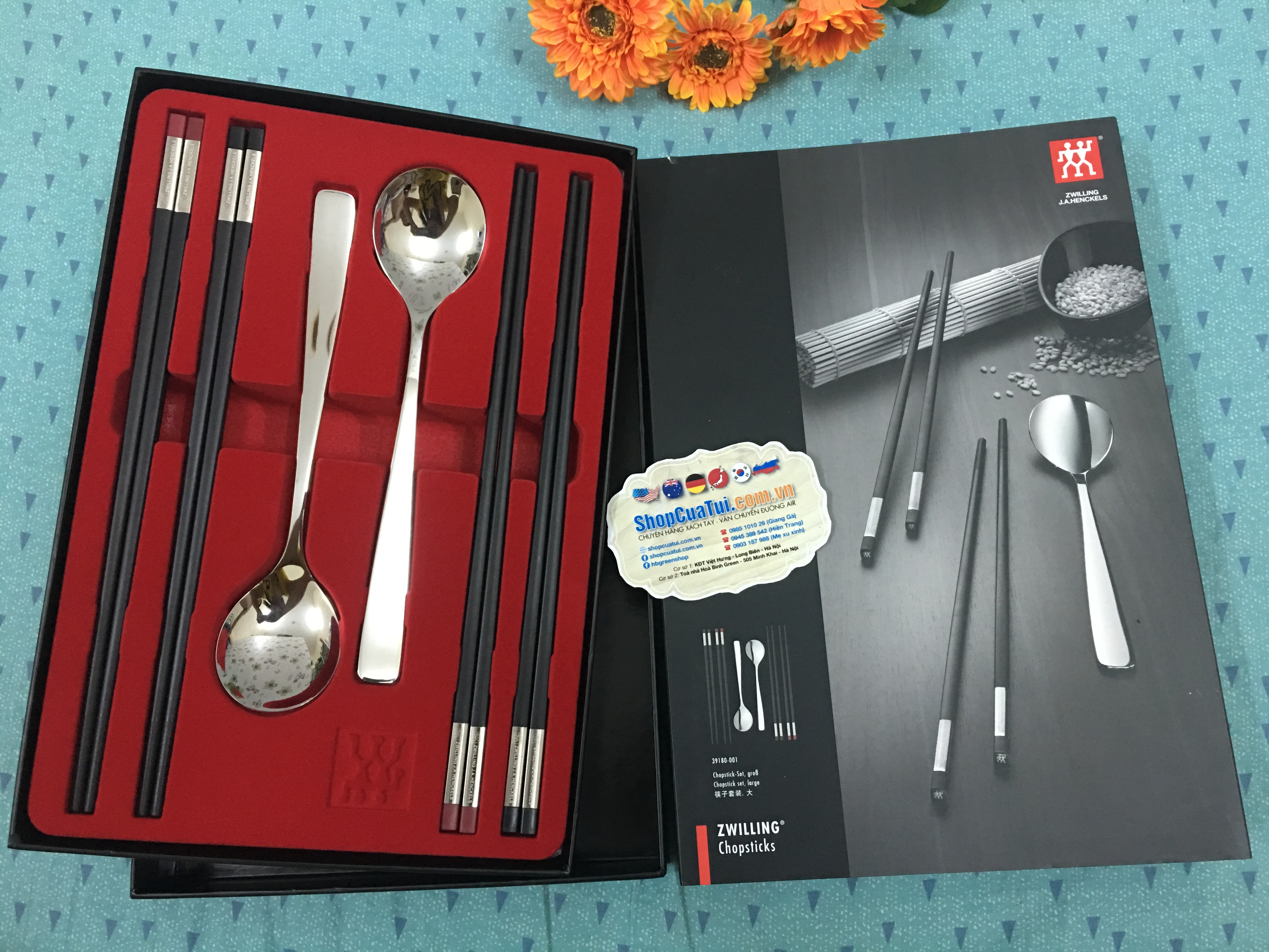 Bộ Thìa Đũa ZWilling cao cấp Chopsticks (4 Đôi Đũa + 2 Thìa) - SET ĐŨA THÌA CAO CẤP HOÀNG GIA ZWILLING