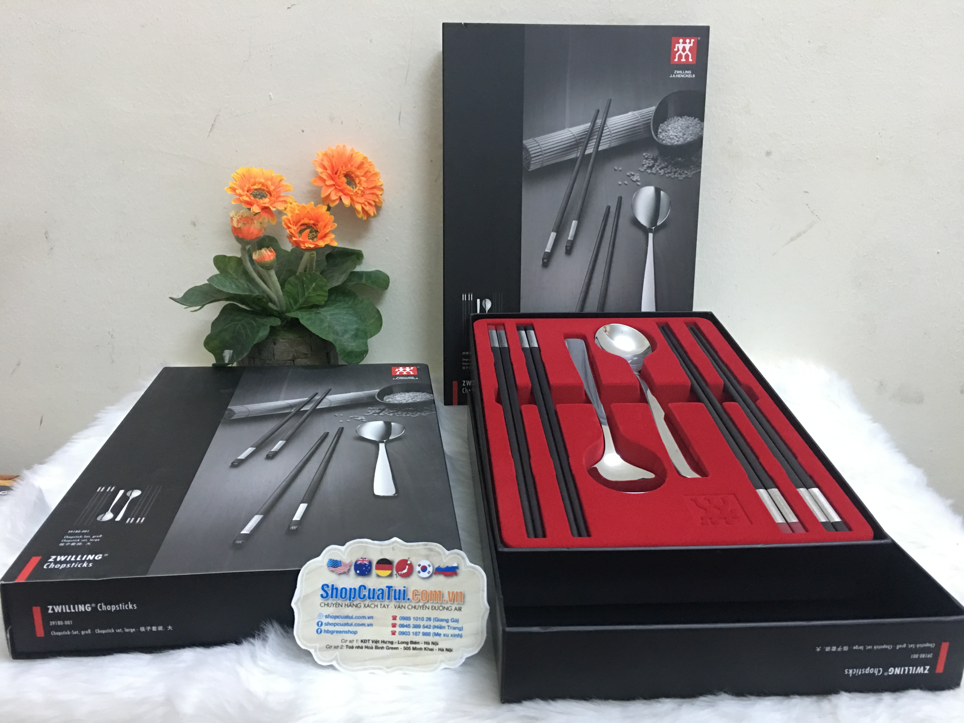 Bộ Thìa Đũa ZWilling cao cấp Chopsticks (4 Đôi Đũa + 2 Thìa) - SET ĐŨA THÌA CAO CẤP HOÀNG GIA ZWILLING