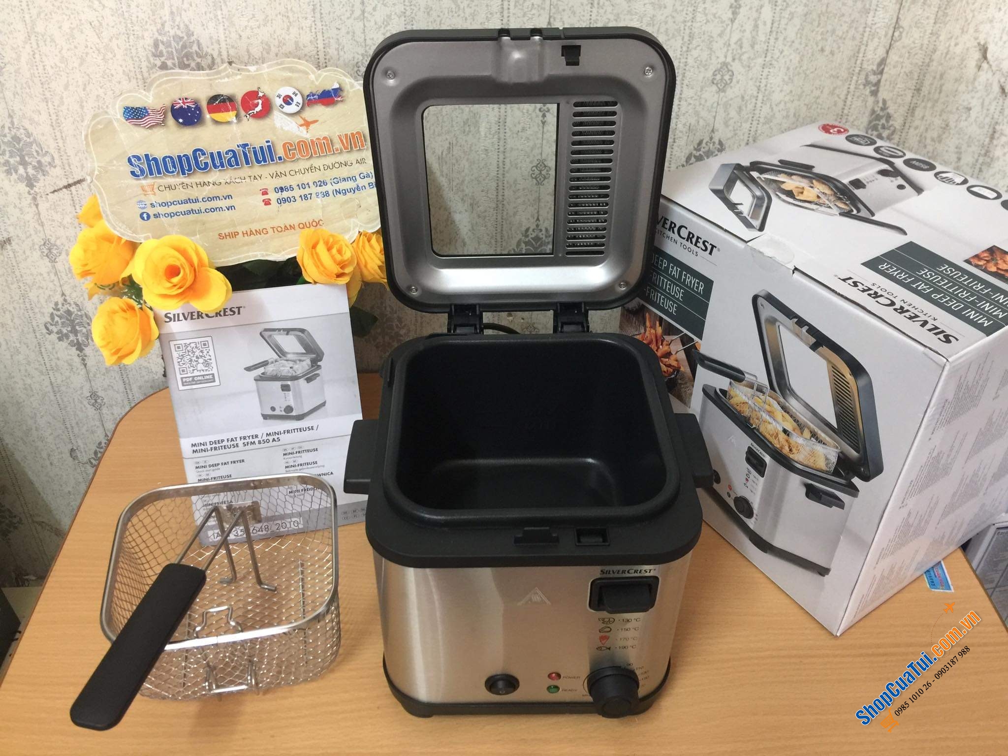 NỒI CHIÊN NGẬP DẦU 2 TRONG 1 SILVERCREST MINI 1,2 lít: chiên ngập dầu và lẩu phô mai Fondue
