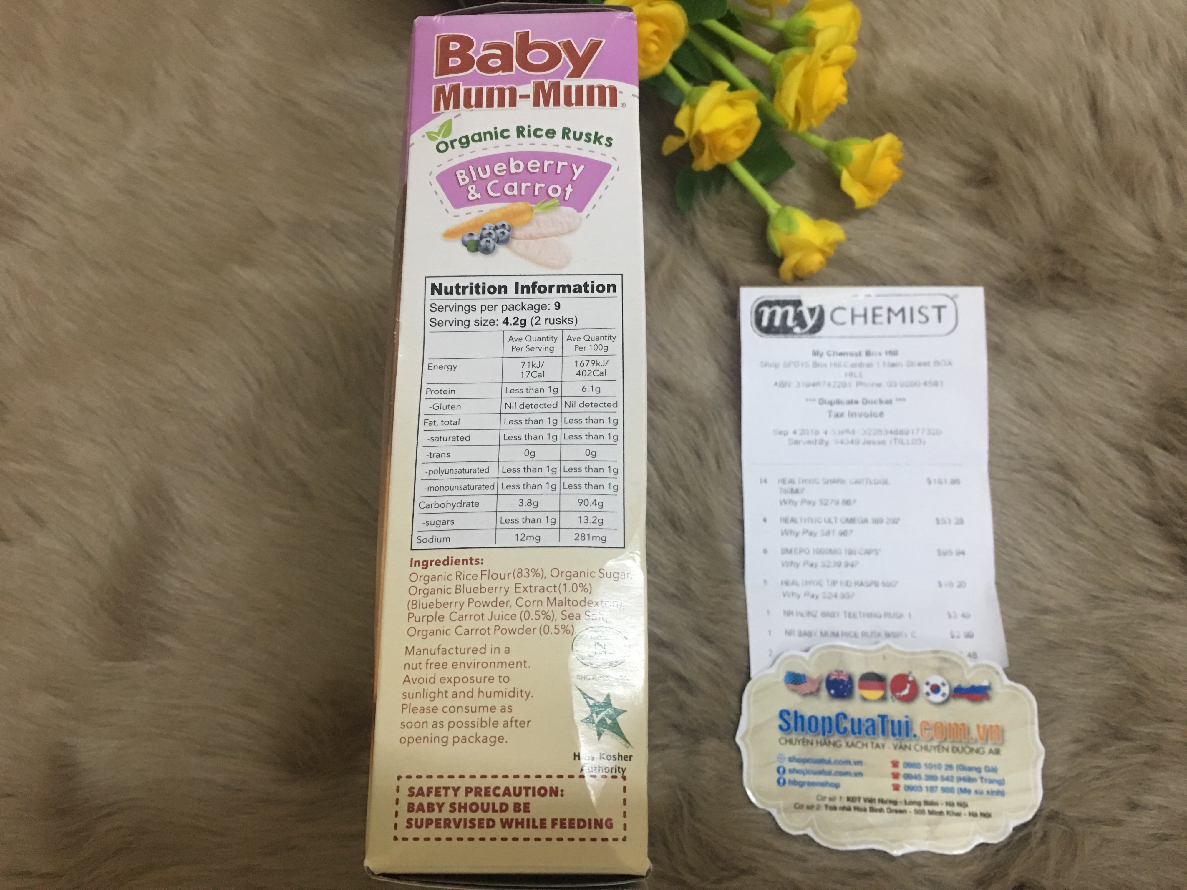 BÁNH ĂN DẶM BABY MUM MUM 36g vị trái cây, rau củ cho trẻ trên 8 tháng tuổi. 