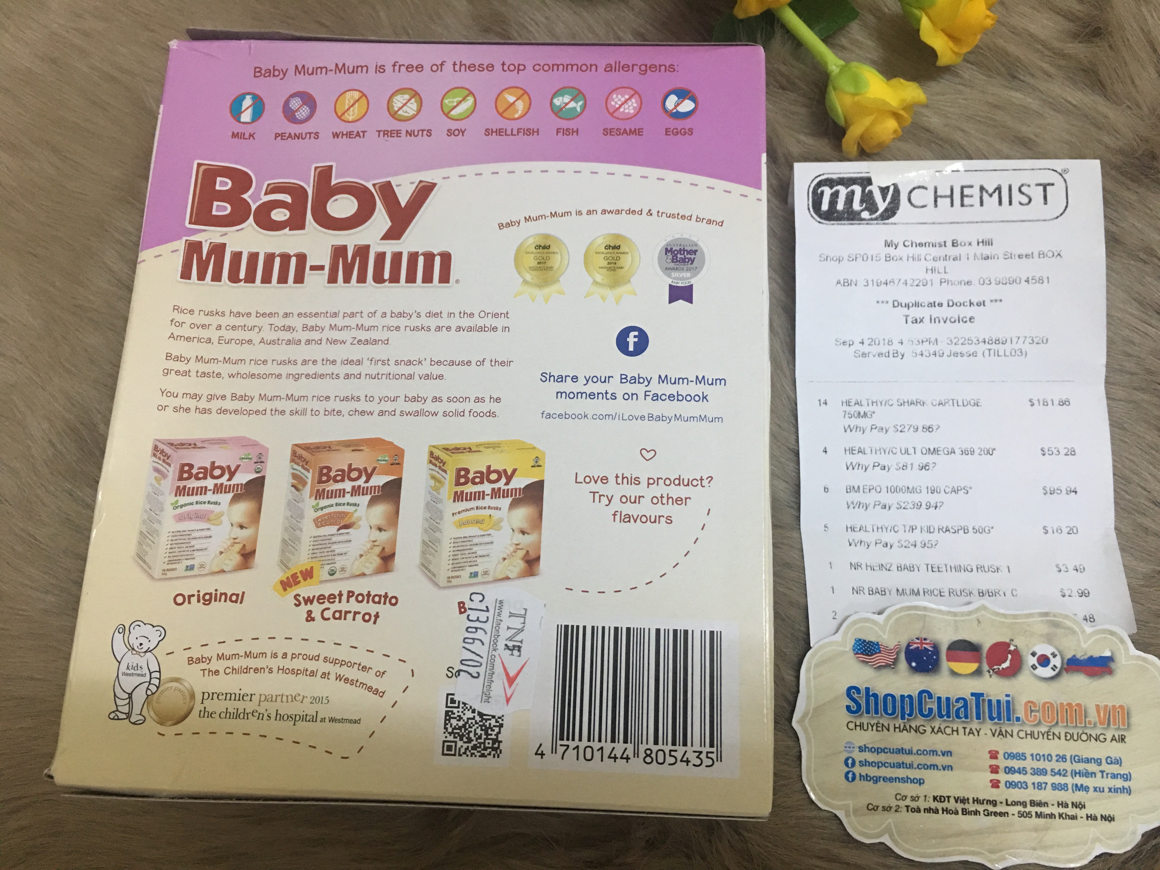 BÁNH ĂN DẶM BABY MUM MUM 36g vị trái cây, rau củ cho trẻ trên 8 tháng tuổi. 