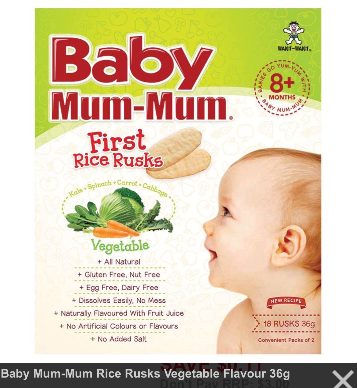BÁNH ĂN DẶM BABY MUM MUM 36g vị trái cây, rau củ cho trẻ trên 8 tháng tuổi. 