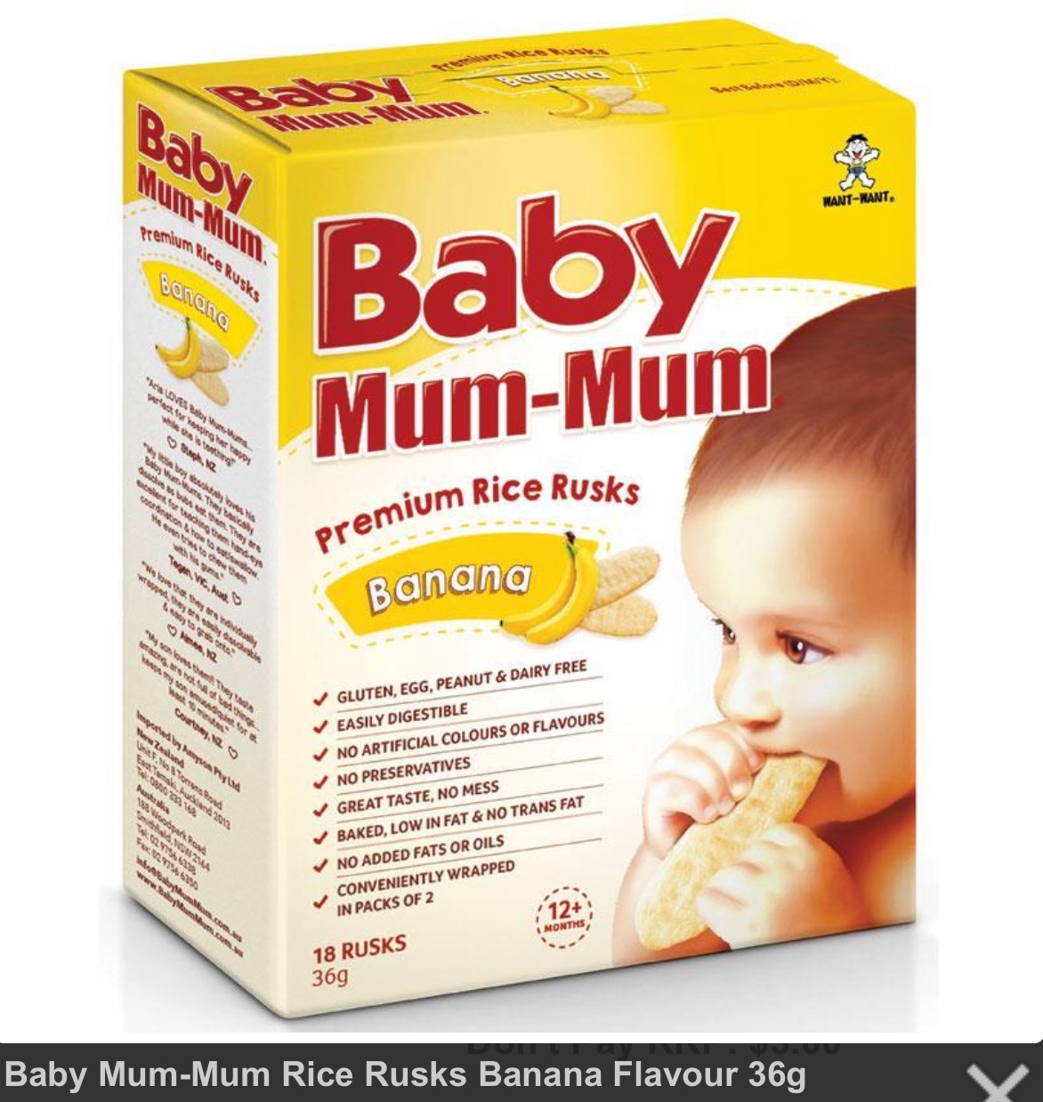 BÁNH ĂN DẶM BABY MUM MUM 36g vị trái cây, rau củ cho trẻ trên 8 tháng tuổi. 