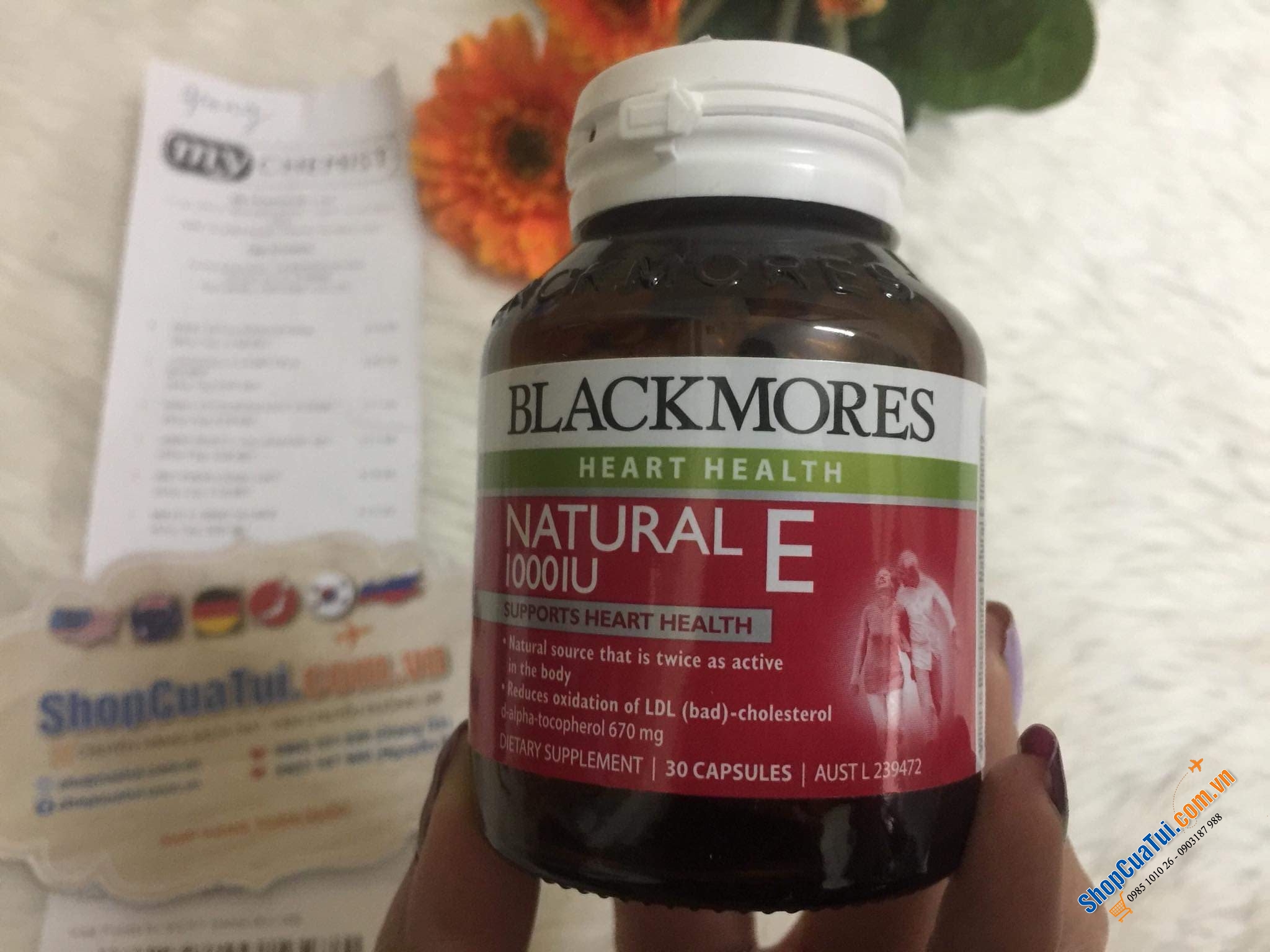 Viên uống Blackmores Natural Vitamin E 1000IU hộp 30 viên của Úc
