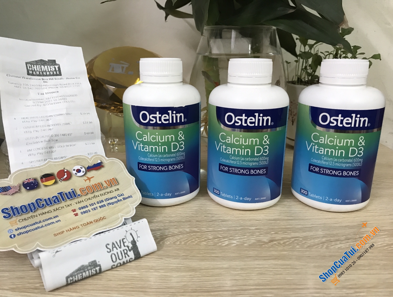Canxi cho người lớn và trẻ em trên 12 tuổi Ostelin Calcium & Vitamin D3 - 300 Tablets - được khuyên dùng cho cả mẹ bầu và cho con bú