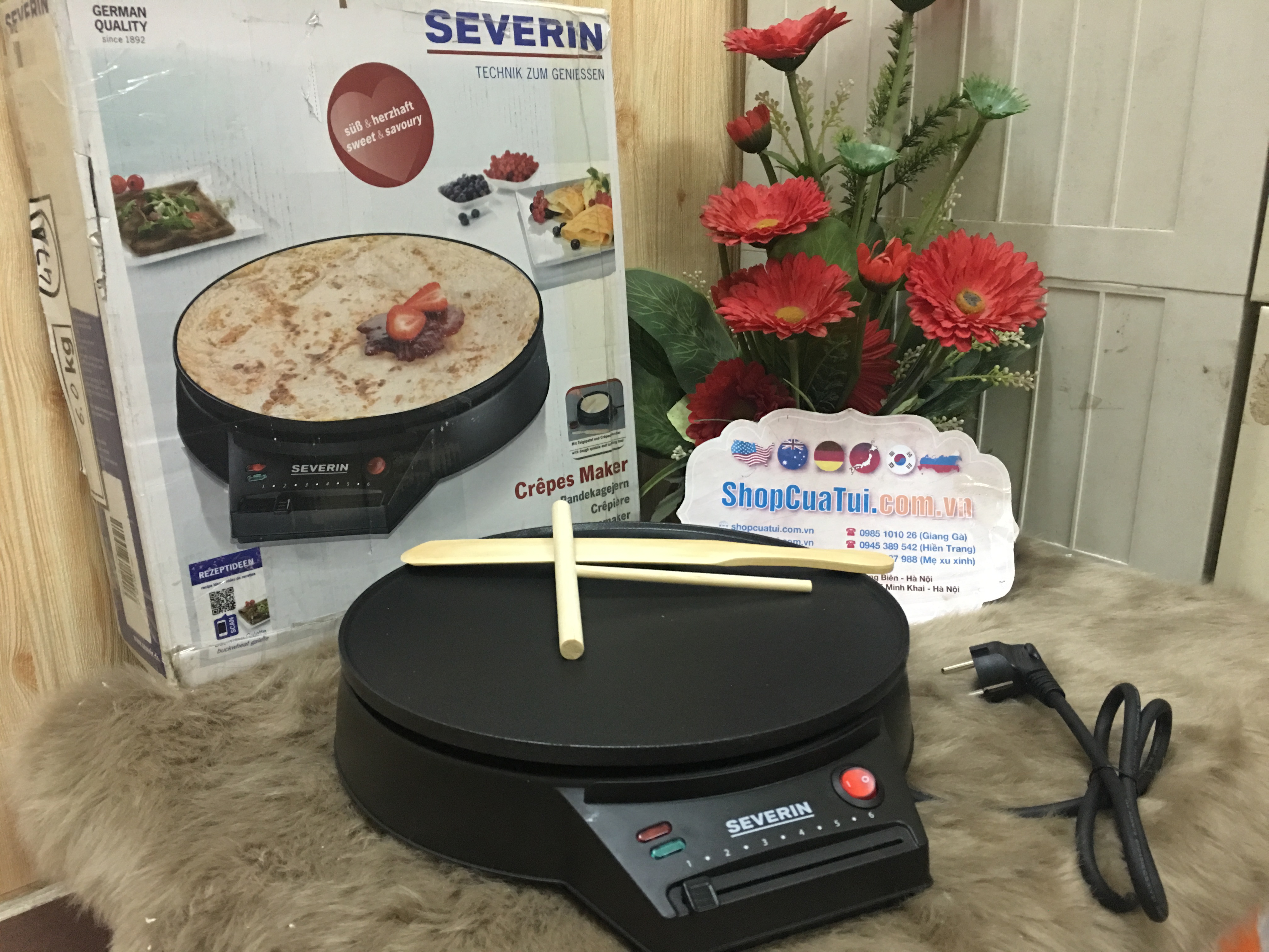 Máy làm bánh Crepes Maker Severin màu đen