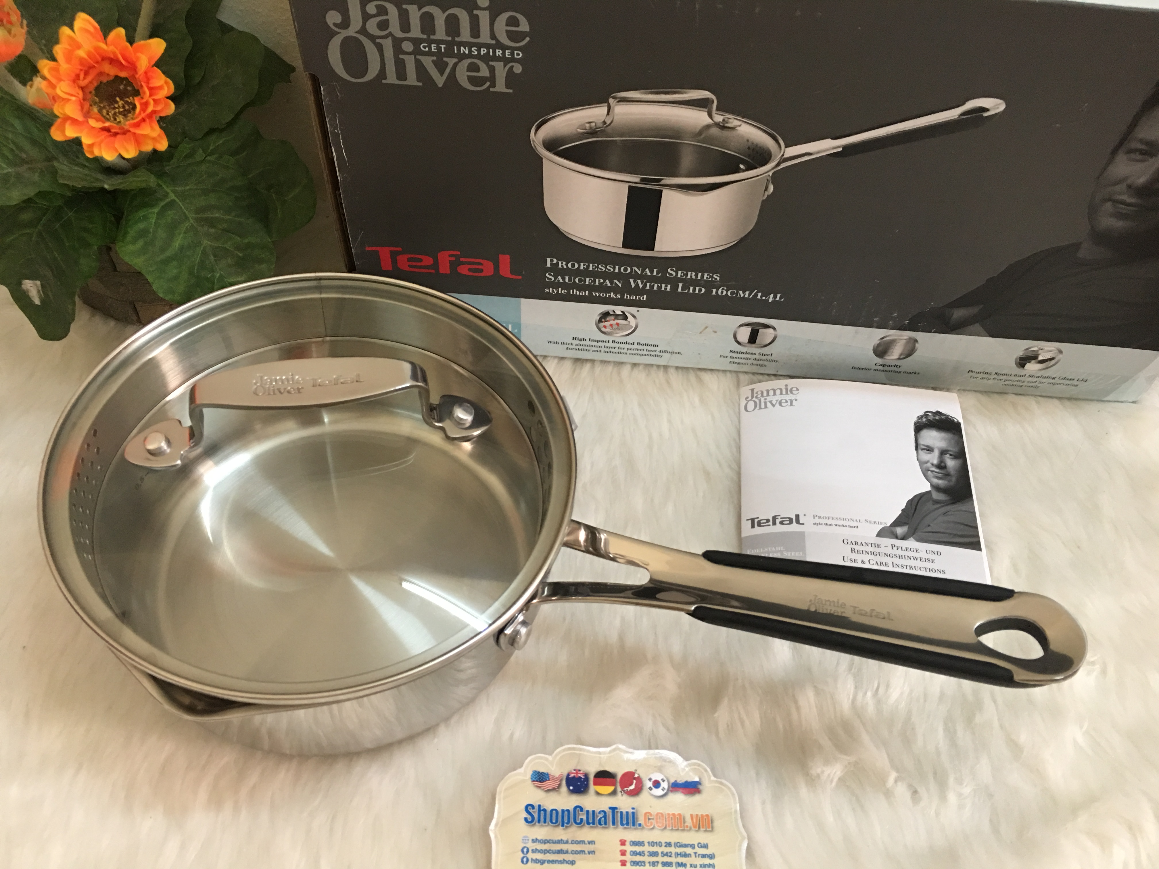 QUÁNH TEFAL 16 CM VUNG KÍNH