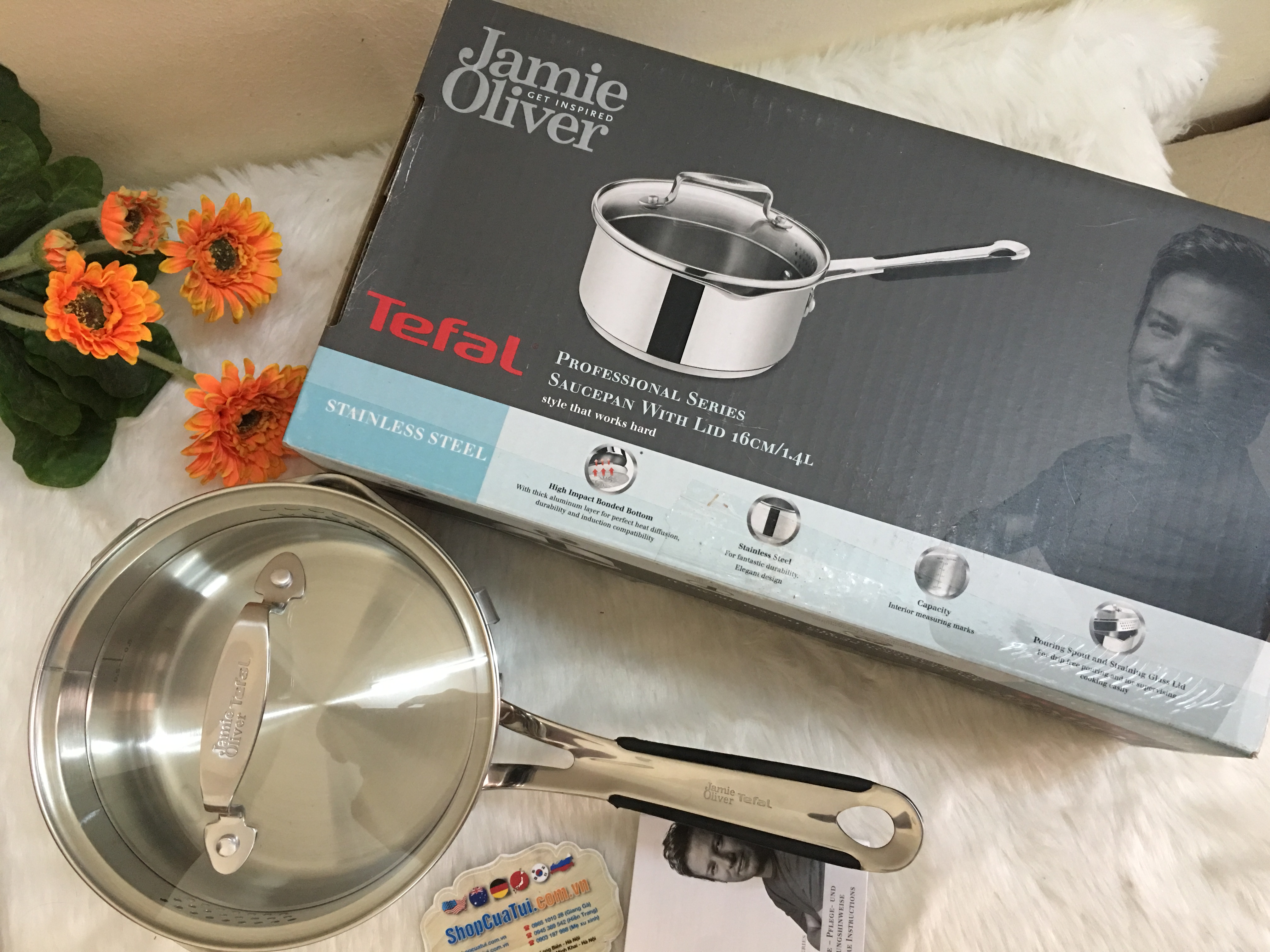 QUÁNH TEFAL 16 CM VUNG KÍNH