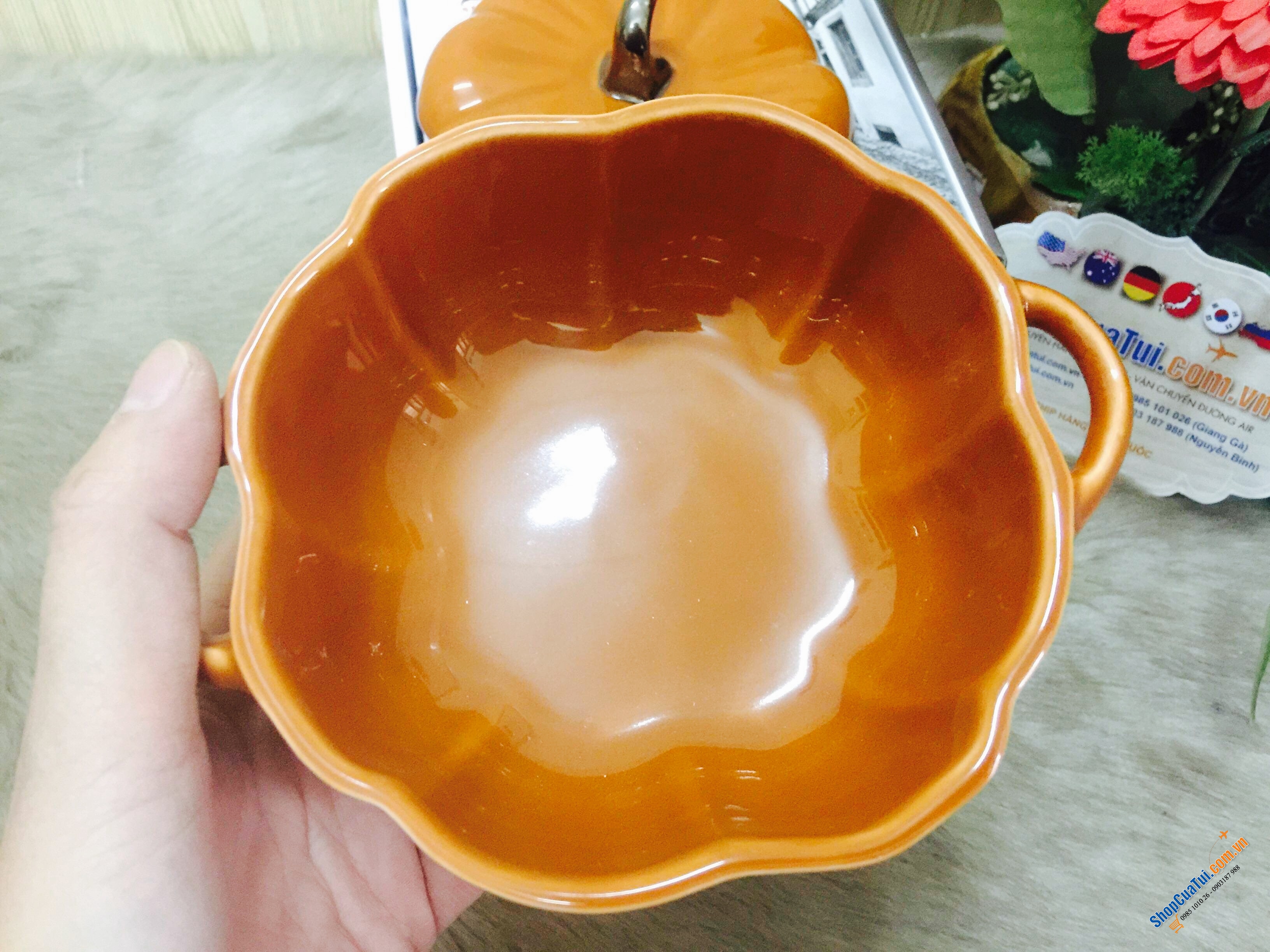 ÂU SỨ BÍ NGÔ STAUB 500ml - Âu sứ quả bí ngô Staub 0,5 lít - đựng bánh, kẹo mứt...đường kính 12cm