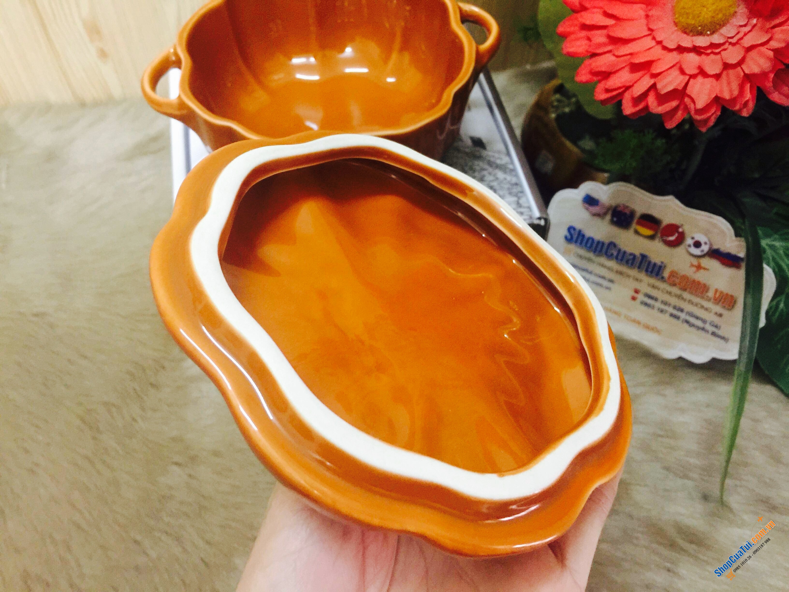 ÂU SỨ BÍ NGÔ STAUB 500ml - Âu sứ quả bí ngô Staub 0,5 lít - đựng bánh, kẹo mứt...đường kính 12cm