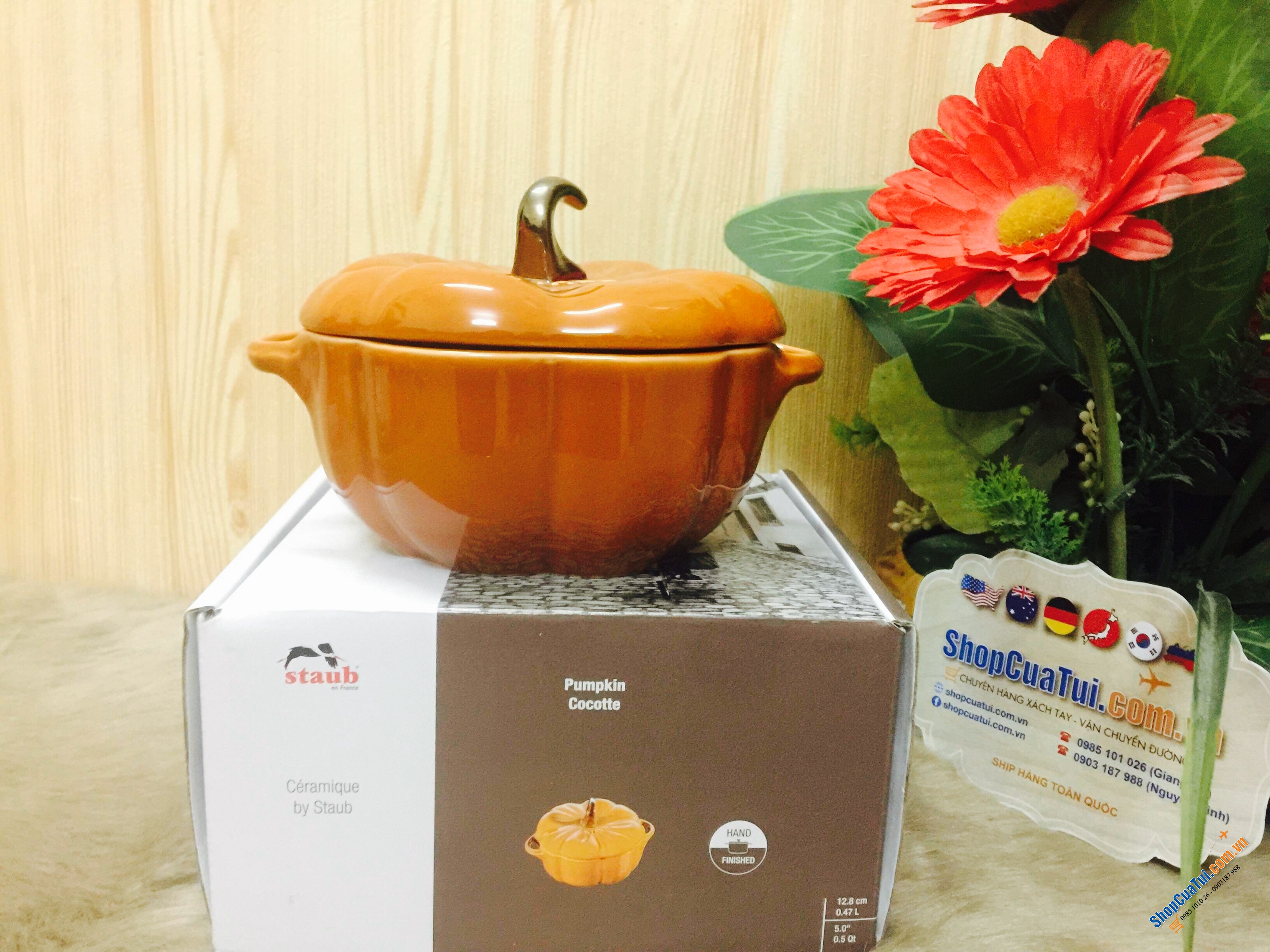 ÂU SỨ BÍ NGÔ STAUB 500ml - Âu sứ quả bí ngô Staub 0,5 lít - đựng bánh, kẹo mứt...đường kính 12cm