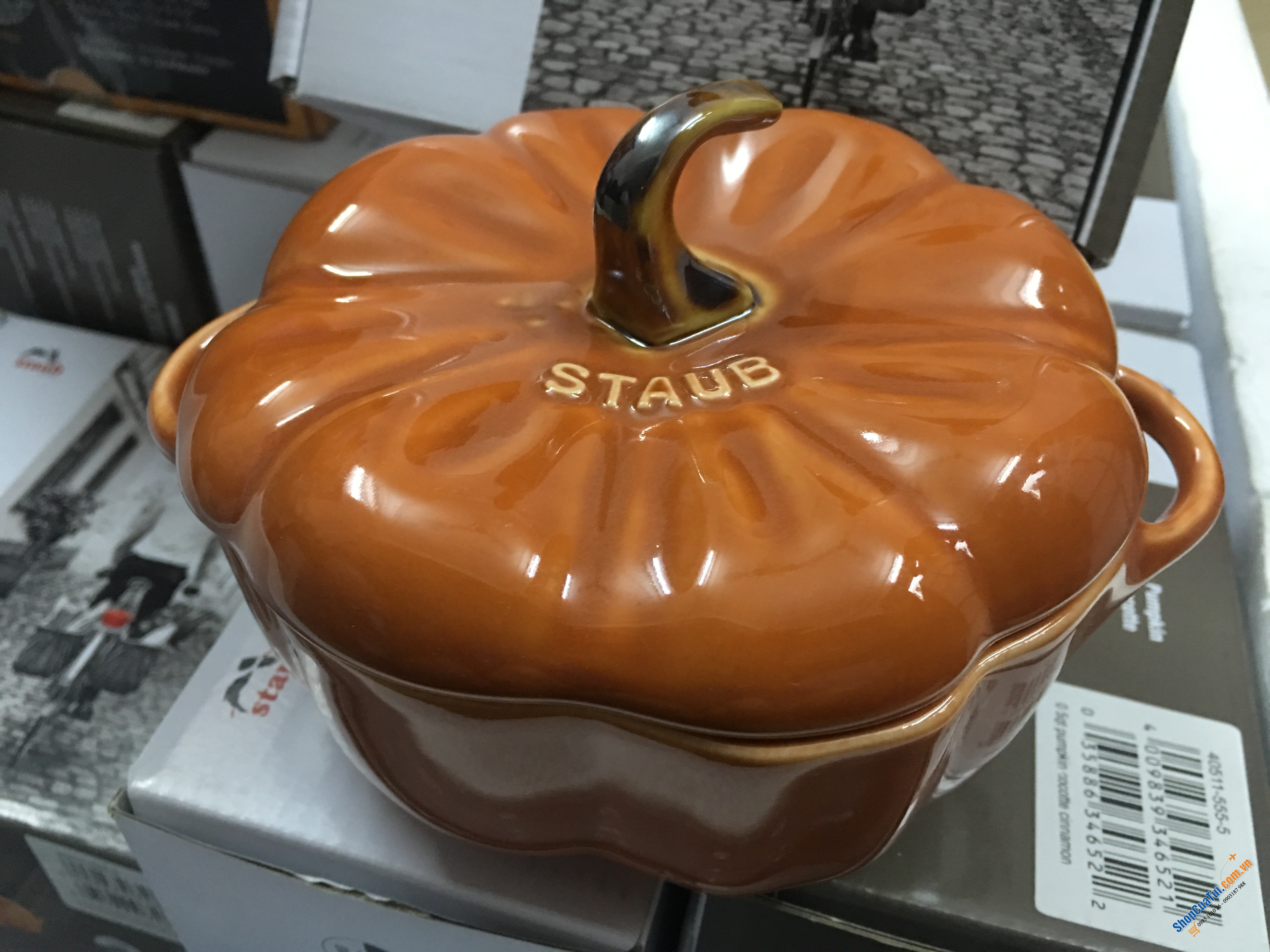 ÂU SỨ BÍ NGÔ STAUB 500ml - Âu sứ quả bí ngô Staub 0,5 lít - đựng bánh, kẹo mứt...đường kính 12cm