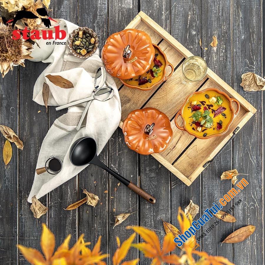 ÂU SỨ BÍ NGÔ STAUB 500ml - Âu sứ quả bí ngô Staub 0,5 lít - đựng bánh, kẹo mứt...đường kính 12cm