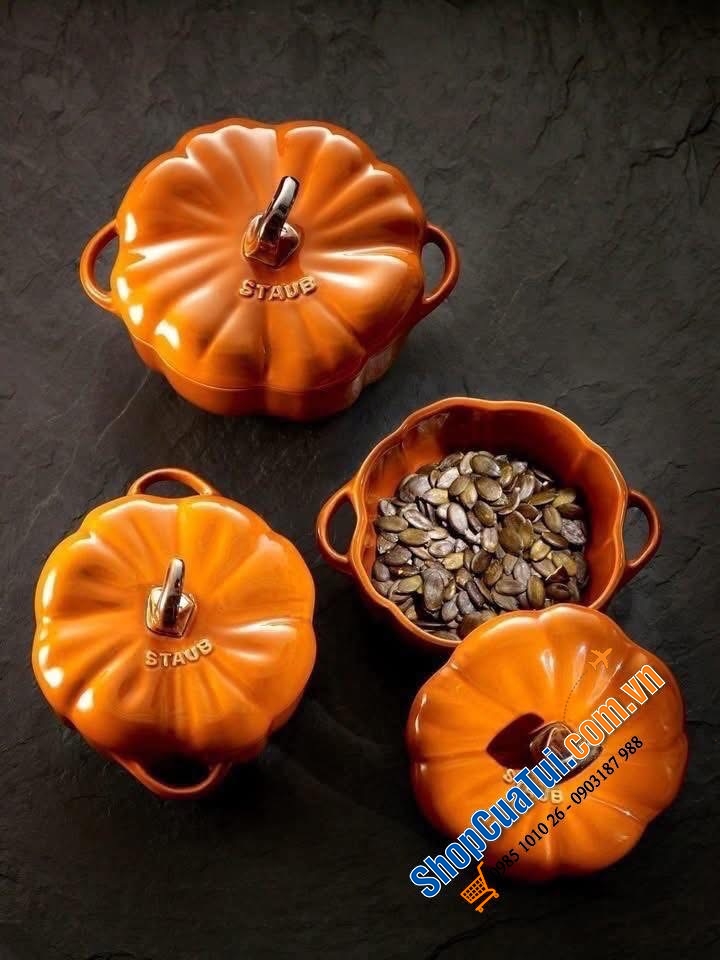 ÂU SỨ BÍ NGÔ STAUB 500ml - Âu sứ quả bí ngô Staub 0,5 lít - đựng bánh, kẹo mứt...đường kính 12cm