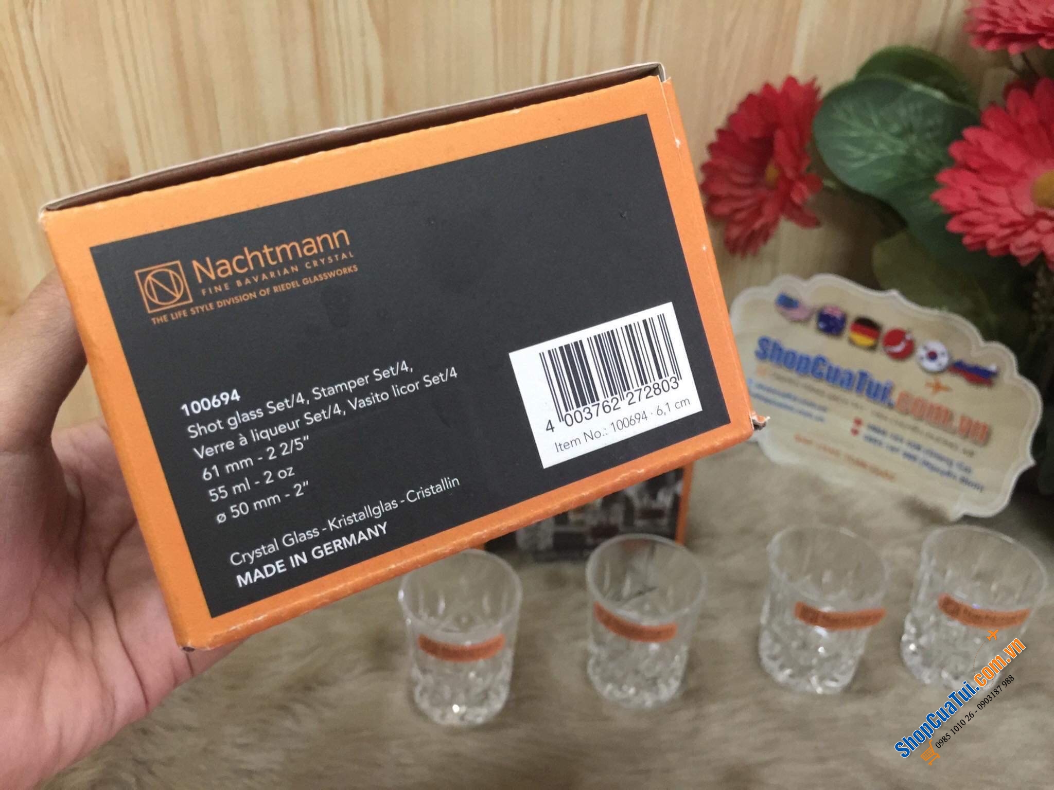 Set 4 cốc Pha lê Nachtmann Shot glass - MADE IN GERMANY.