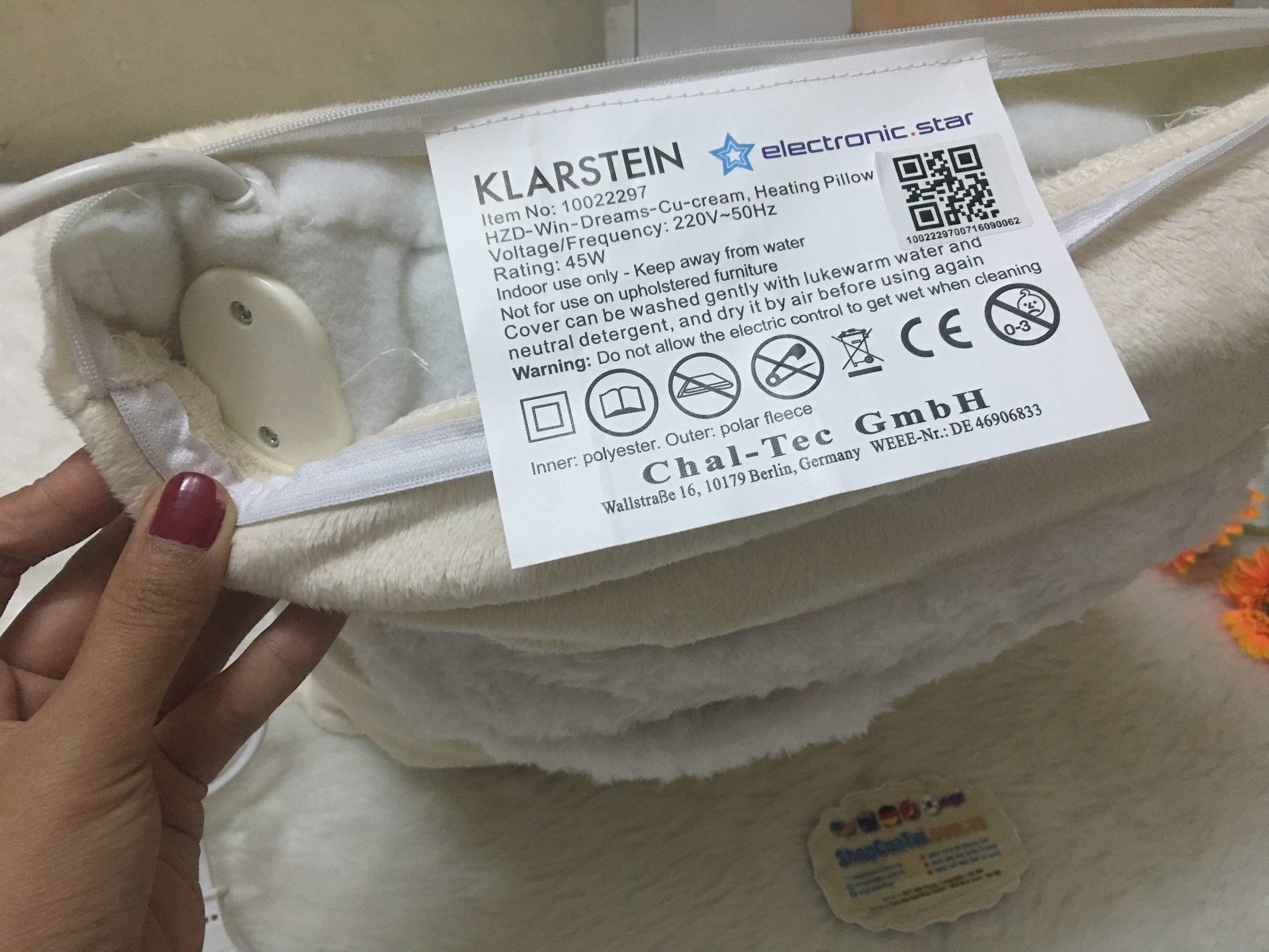 GỐI ĐIỆN ẤM LÔNG CỪU KLARSTEIN 