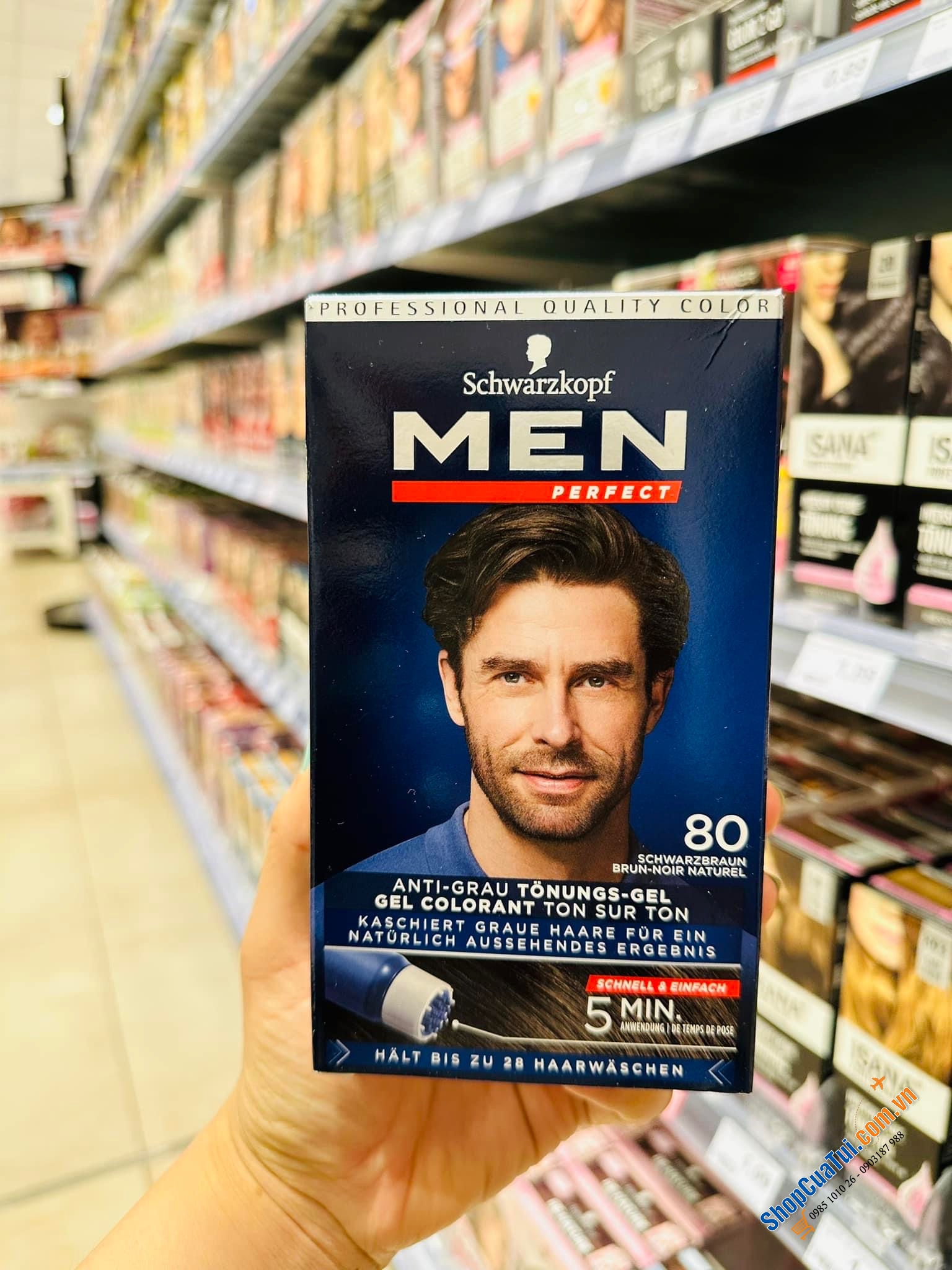 THUỐC NHUỘM PHỦ BẠC DÀNH RIÊNG CHO NAM GIỚI SCHWARZKOPF MEN PERFECT 80 NATUR SCHWARZBRAUN: MÀU NÂU ĐEN ( mẫu vỏ mới )