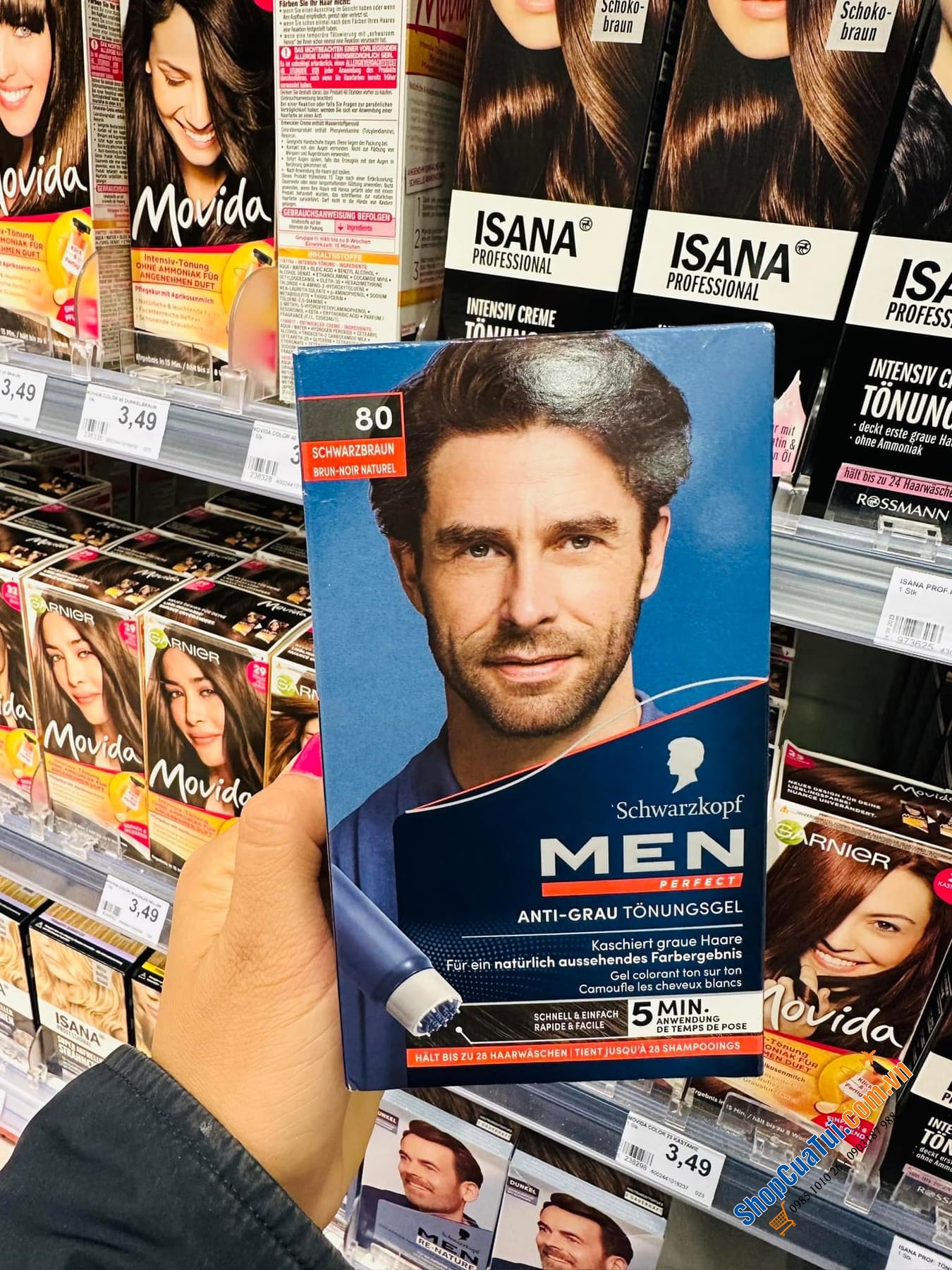 THUỐC NHUỘM PHỦ BẠC DÀNH RIÊNG CHO NAM GIỚI SCHWARZKOPF MEN PERFECT 80 NATUR SCHWARZBRAUN: MÀU NÂU ĐEN ( mẫu vỏ mới )