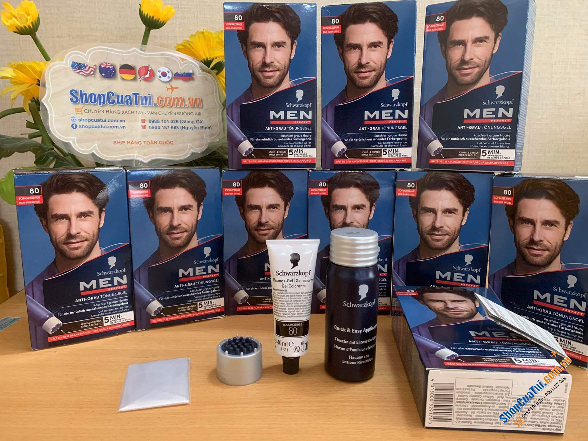 THUỐC NHUỘM PHỦ BẠC DÀNH RIÊNG CHO NAM GIỚI SCHWARZKOPF MEN PERFECT 80 NATUR SCHWARZBRAUN: MÀU NÂU ĐEN ( mẫu vỏ mới )