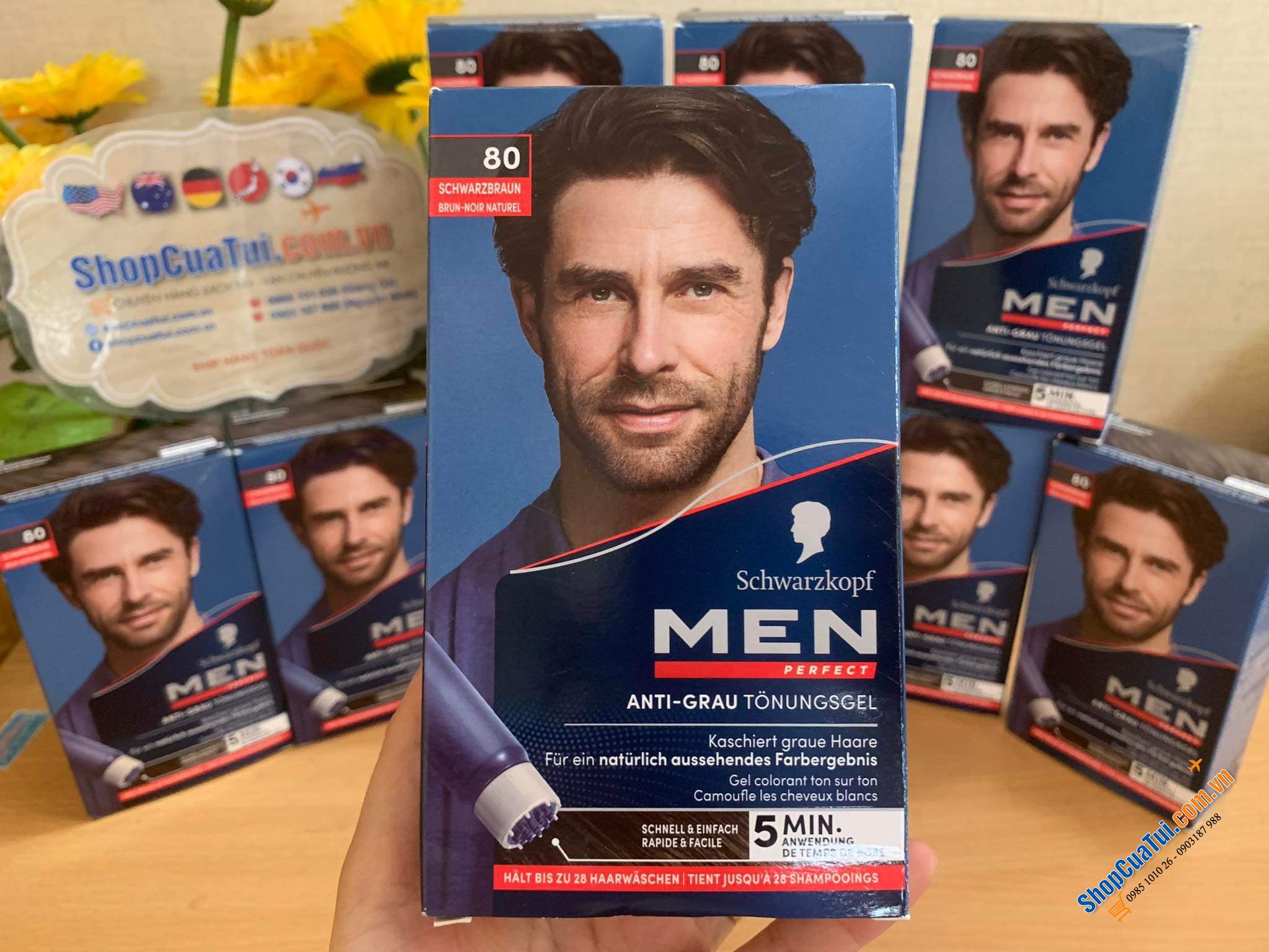 THUỐC NHUỘM PHỦ BẠC DÀNH RIÊNG CHO NAM GIỚI SCHWARZKOPF MEN PERFECT 80 NATUR SCHWARZBRAUN: MÀU NÂU ĐEN ( mẫu vỏ mới )