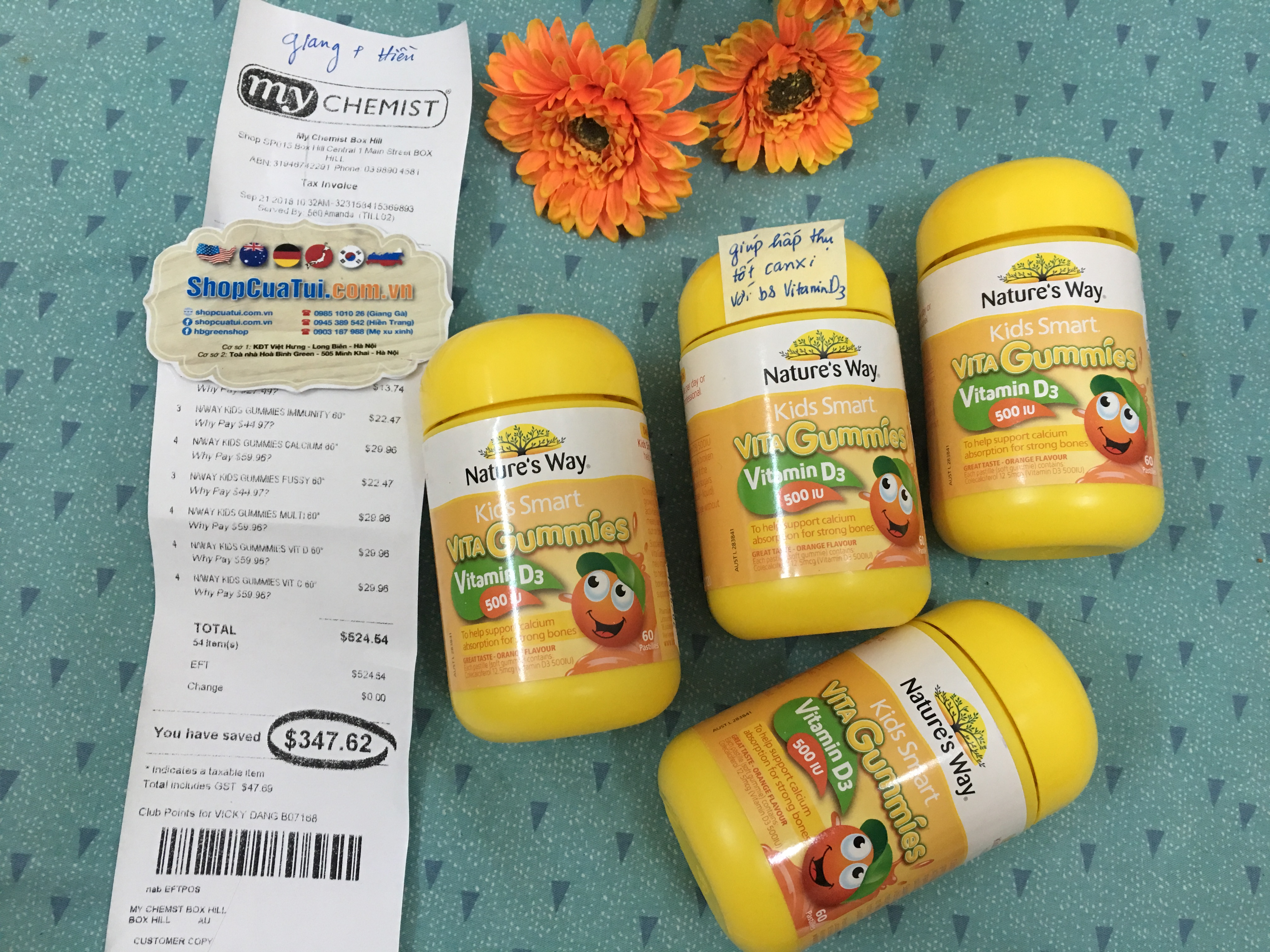 Kẹo dẻo Kids Smart Vita Gummies Vitamin D3 500 IU 60 viên Úc