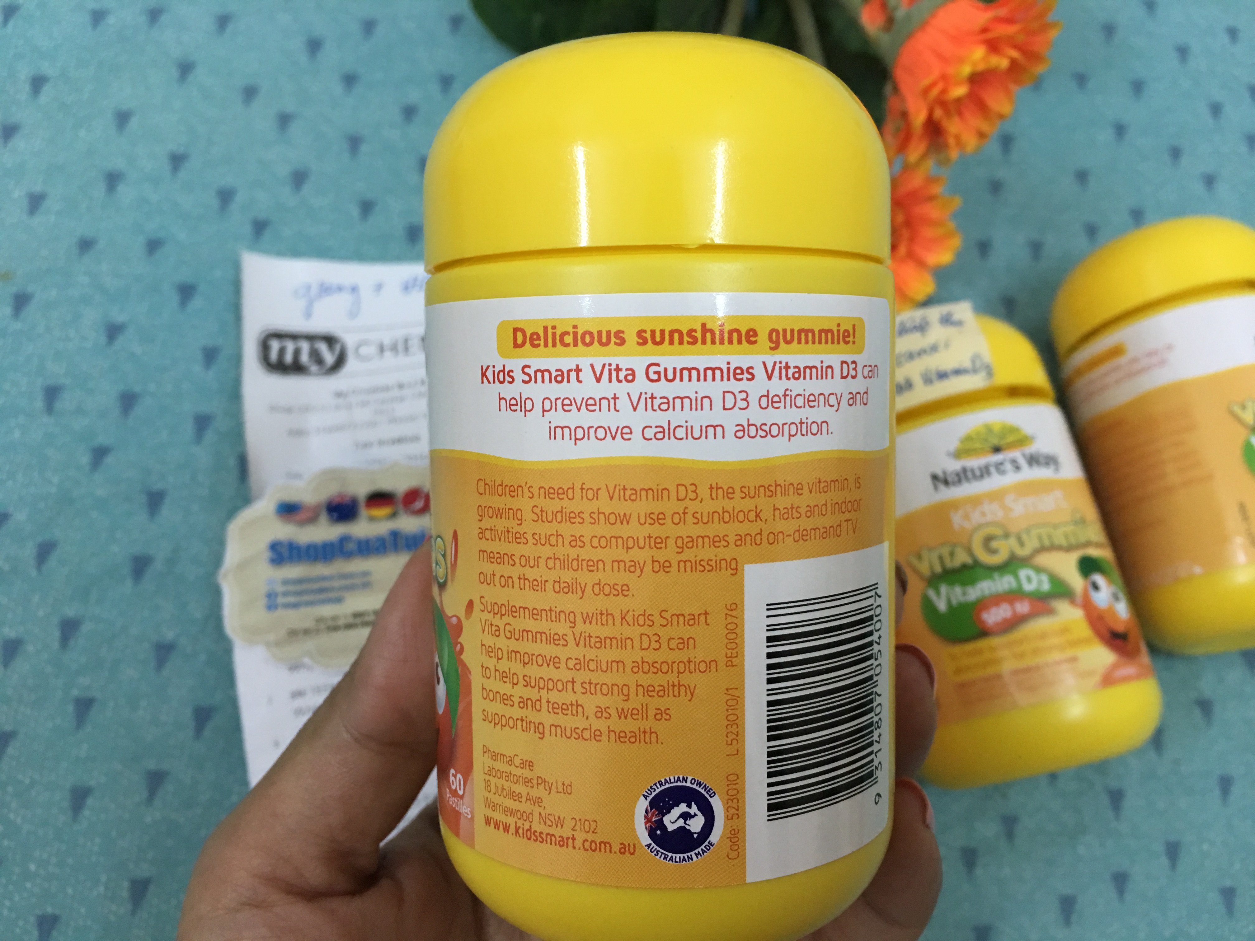 Kẹo dẻo Kids Smart Vita Gummies Vitamin D3 500 IU 60 viên Úc