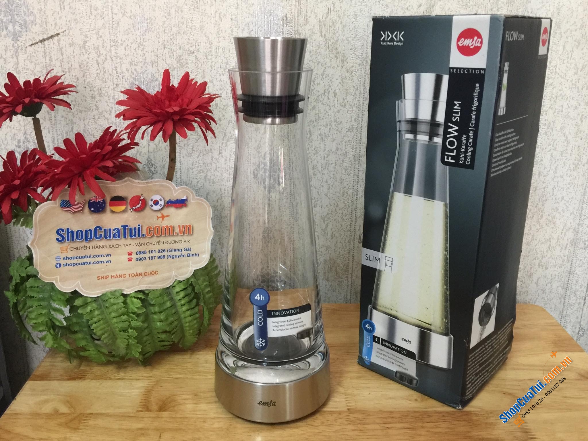 BÌNH GIỮ LẠNH EMSA GERMANY FLOW SLIM 1 LÍT
