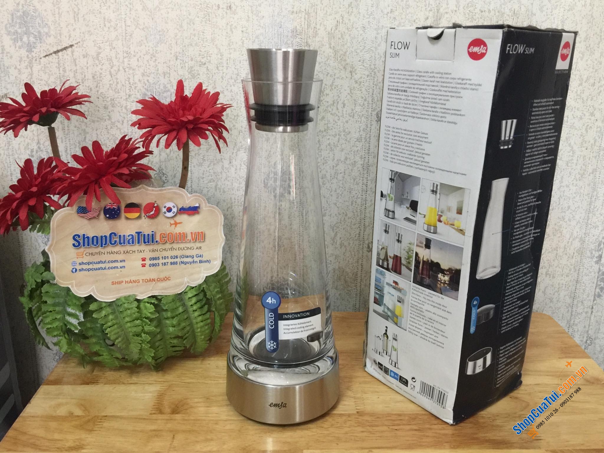 BÌNH GIỮ LẠNH EMSA GERMANY FLOW SLIM 1 LÍT
